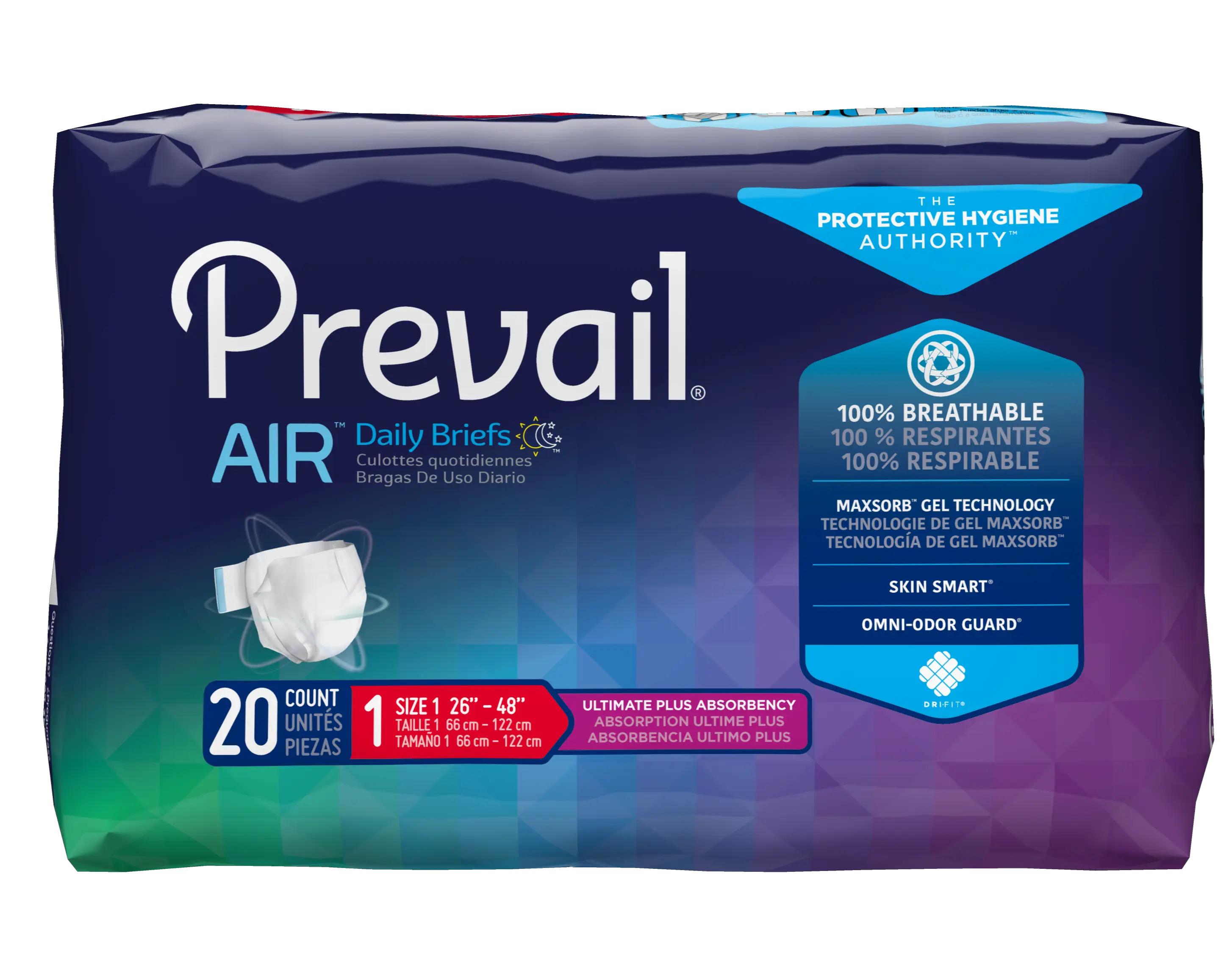 Prevail® Air Stretchable Briefs - Ultra Soft & Breathable Incontinence Underwear for Men & Women | Comfortable for Day & Night Use, Active Lifestyle & Travel