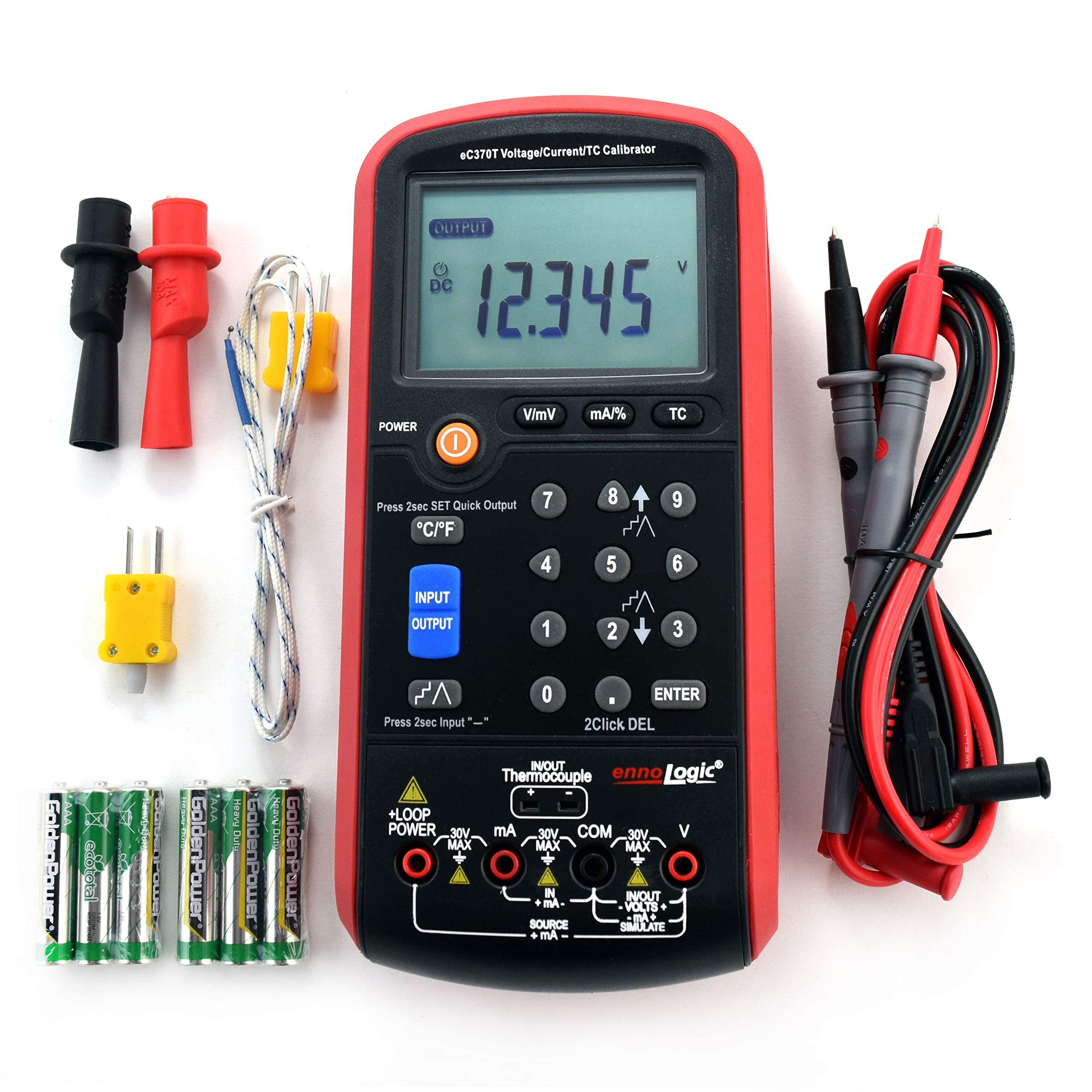 **ennoLogic eC370T Volt mA Thermocouple Loop Process Calibrator – 0-20V & 4-20mA Signal Generator, Meter & Simulator for Transmitters, PLCs, Current Loops – Ideal for Industrial Automation & HVAC Testing**