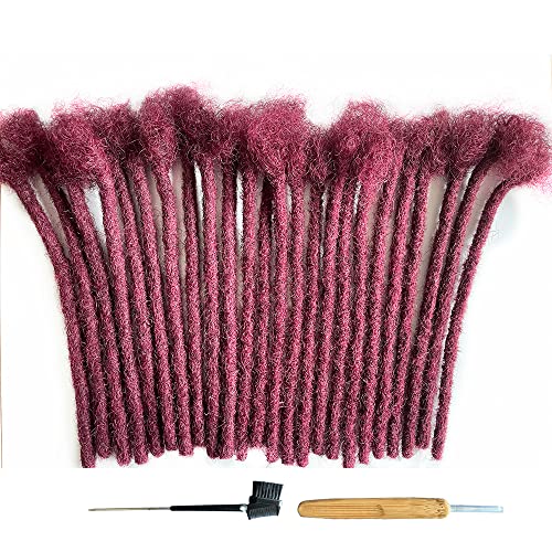 100% Real Human Hair Burgundy Dreadlock Extensions - 6 Inch, 60 Strands, 0.6cm Thickness for Men, Women & Kids | Handmade, Bleach/Dye/Curl Friendly | Perfect for Protective Styles, Cosplay & Natural Hair Growth