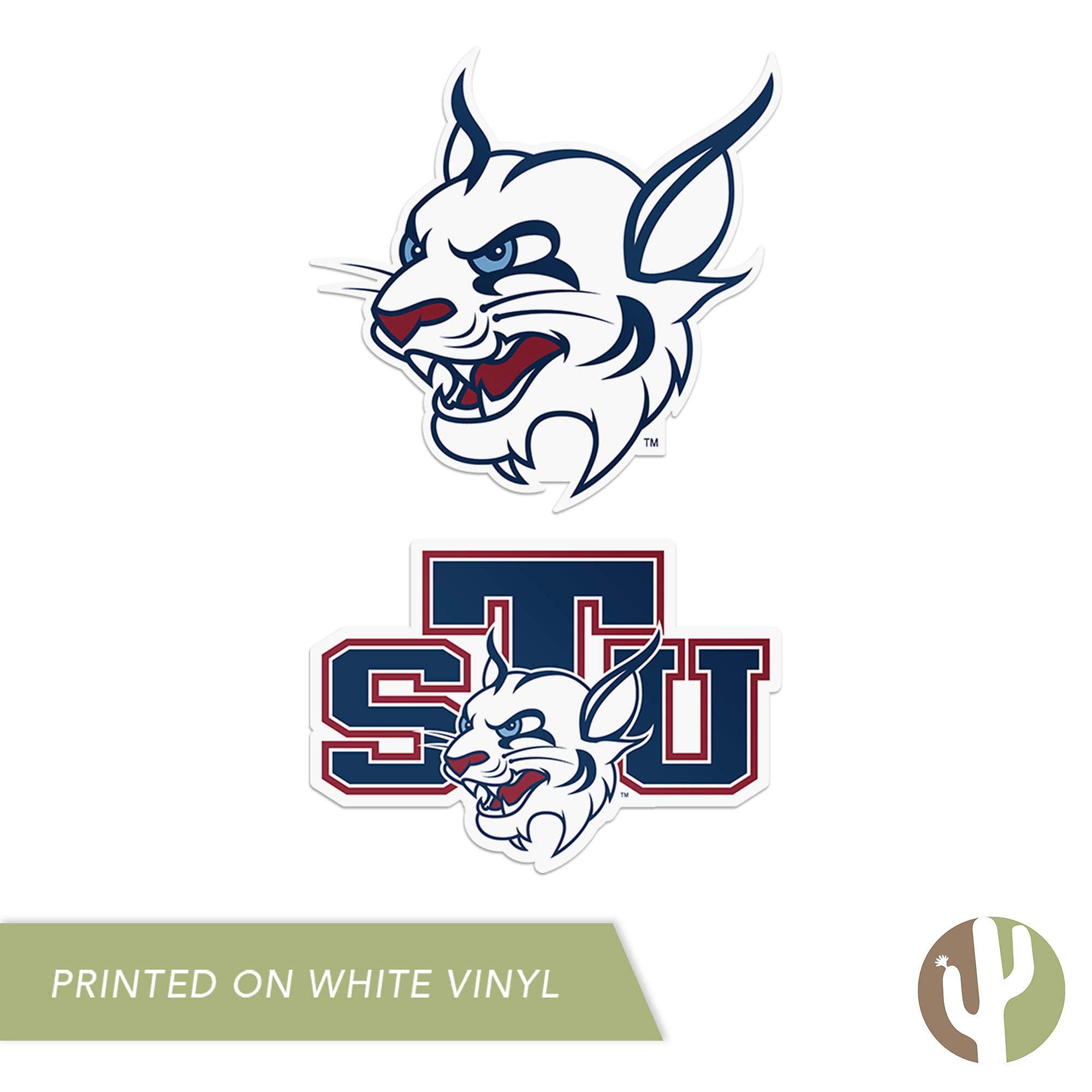 STU Bobcats Vinyl Decal Sticker Set (4 Inch) - Desert Cactus Design for Laptop, Water Bottle, Car & Scrapbook | Perfect for St. Thomas University Fans, School Spirit & College Decor