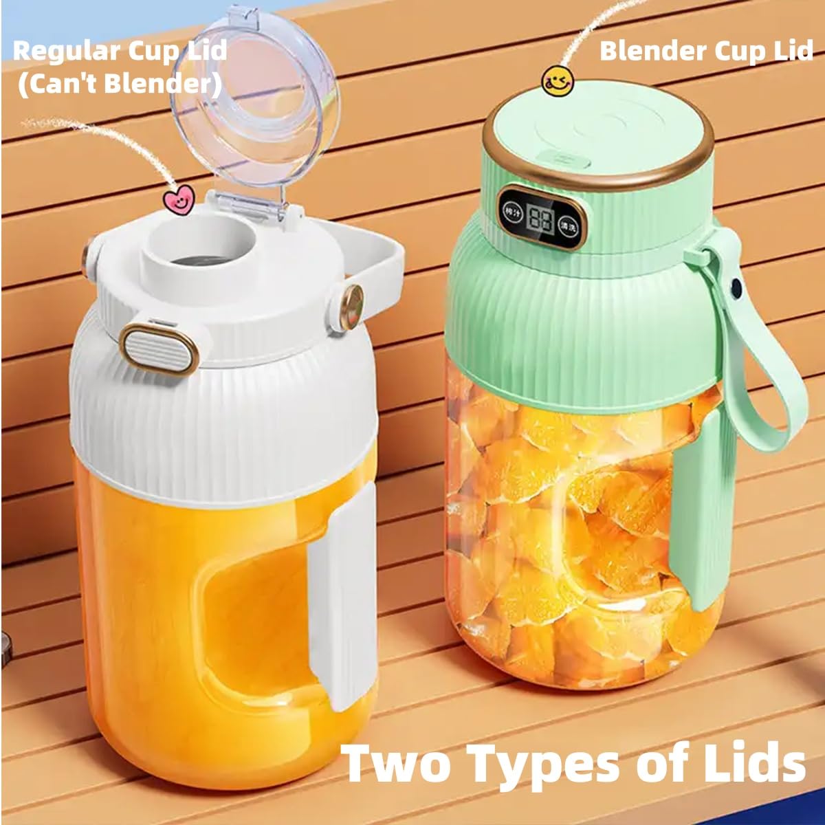 42 Oz Portable Juicer Cup with Digital Display - BPA Free Mini Personal Blender for Shakes, Smoothies & Travel - Multifunctional Green Blender Cup with Lid (Perfect for Gym, Office & On-the-Go)