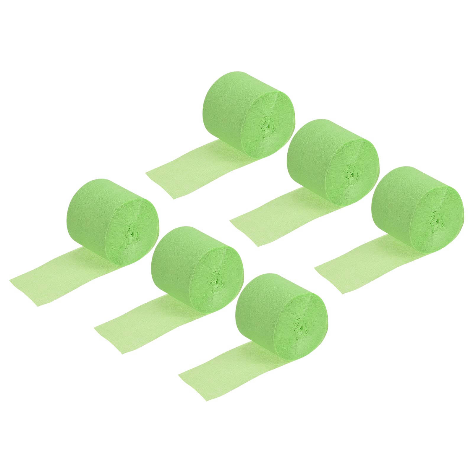Meccanixity Crepe Paper Streamers - 1.77 Inch Wide, 32 Feet Long (Pack of 6) | Light Green Party Decorations for Birthday, Wedding, Festival & Holiday Celebrations | Perfect for Ceiling Decor, Backdrops, Photo Booths & DIY Crafts