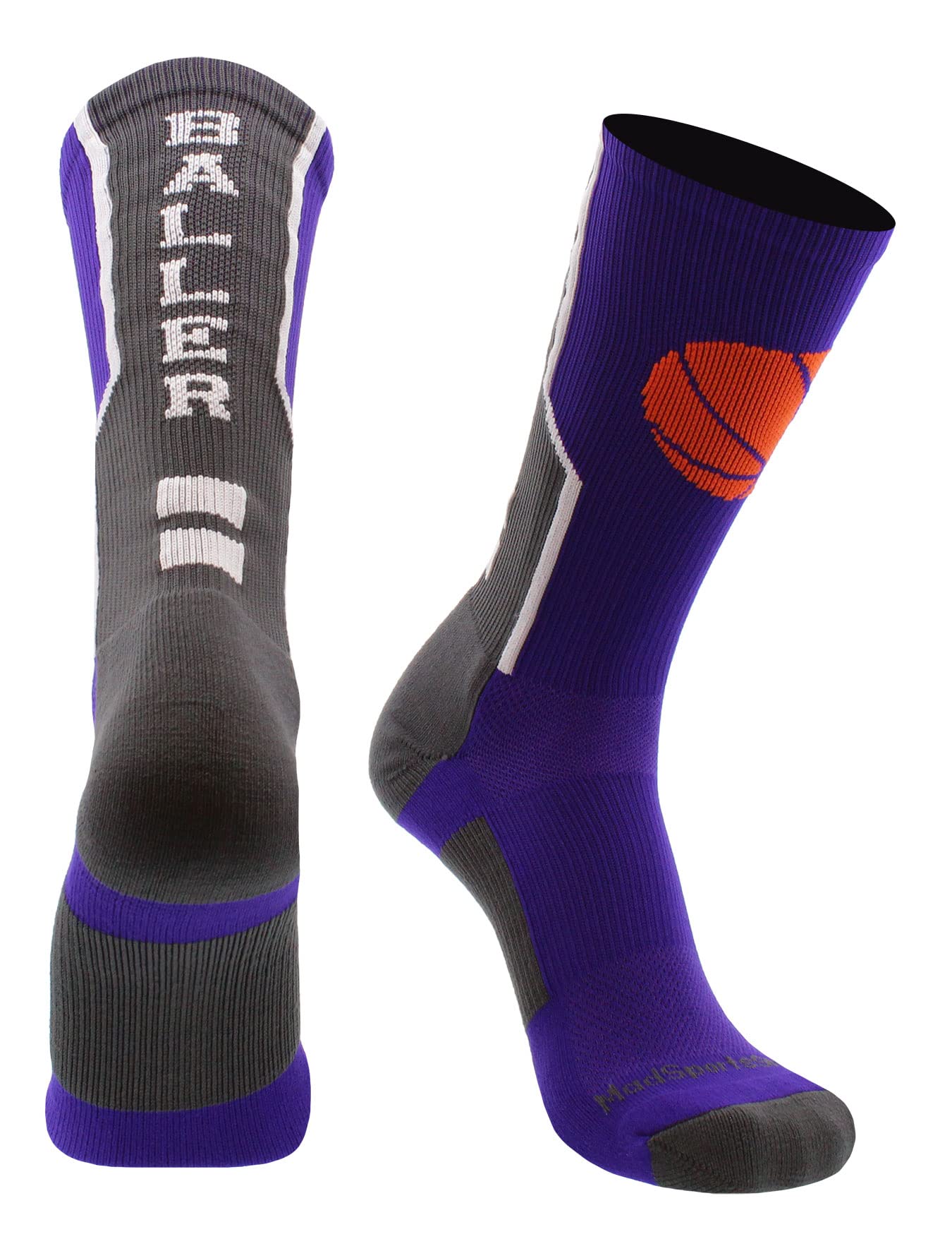 Baller Basketball Socks with Basketball Logo - Crew Length Performance Socks for Men & Women - Perfect for Basketball Games, Training, and Sports Enthusiasts