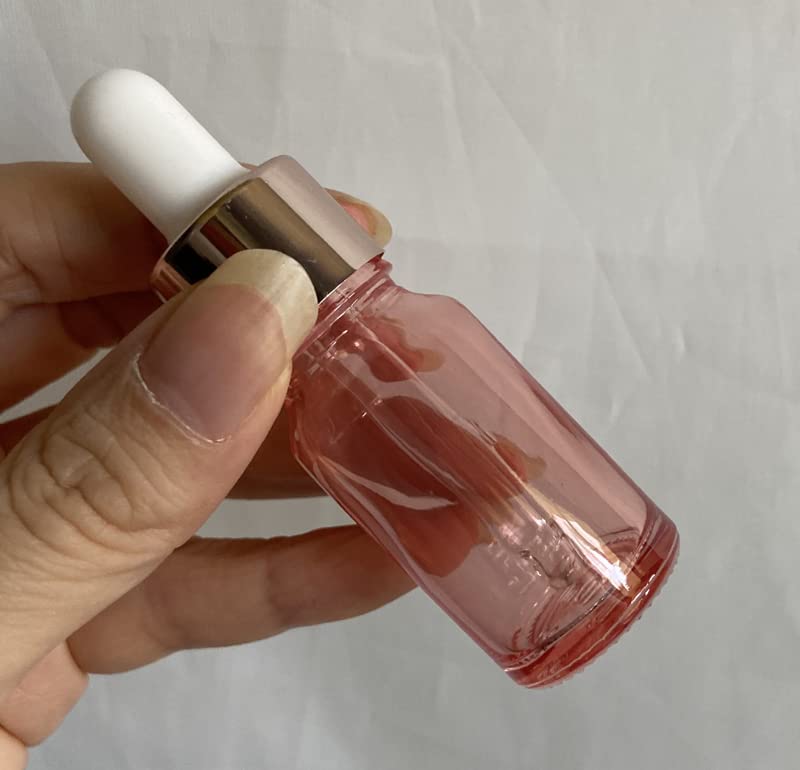 SNOW DIAMOND 10ml Empty Glass Dropper Bottles (4-Pack) - Rose Pink Tint with Gold Caps for Essential Oils, Perfume, Tinctures & DIY Beauty - Perfect for Aromatherapy, Travel & Gift Packaging
