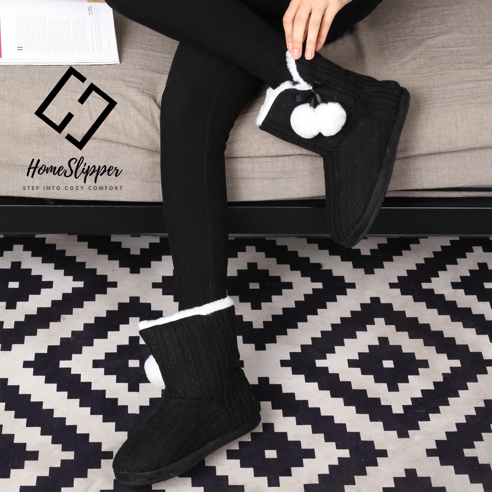 Women's Soft Fleece Plush Warm Indoor House Slippers - Cozy Winter Booties for Home, Lounge & Relaxation - Non-Slip Comfortable House Shoes for Women
