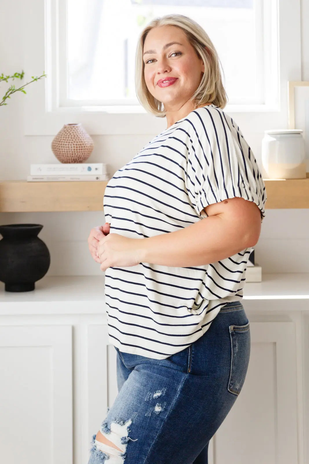 Stylish Striped Women's Top - Fashionable & Comfortable Casual Blouse for Everyday Wear | Perfect for Office, Outings & Date Nights