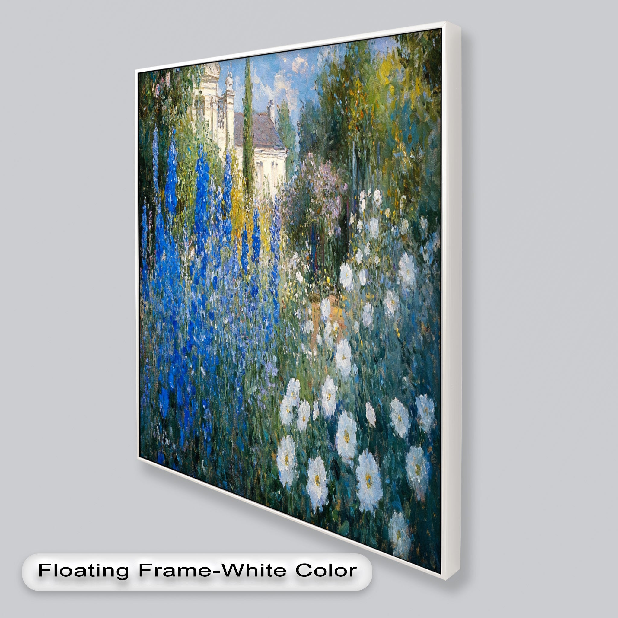 Blue Delphinium Impressionist Oil Painting - Handmade Floral Wall Art for Living Room, Bedroom & Office Decor