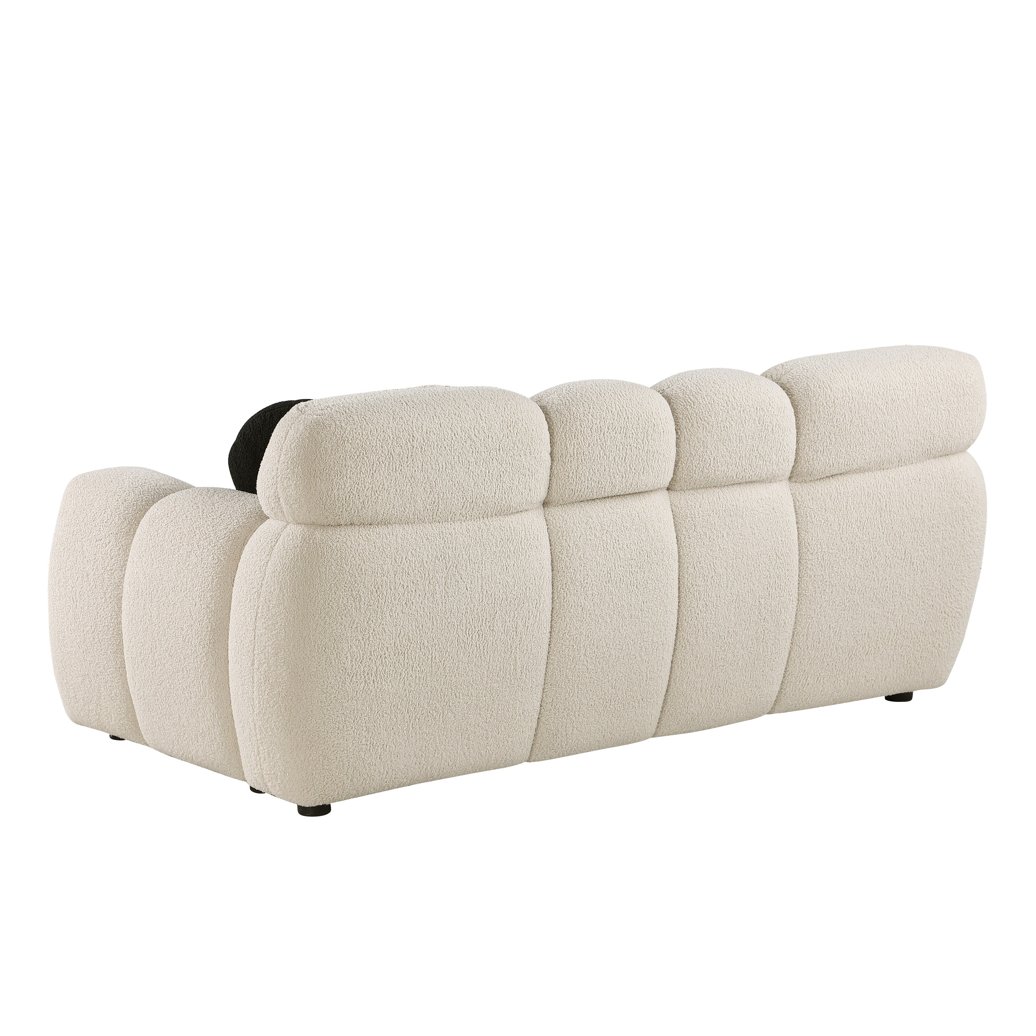 Beige Boucle 3-Seater Sofa - Marshmallow Design with Plush Cushions for Small Living Rooms | Cozy Modern Apartment Furniture for Lounge & Entertaining