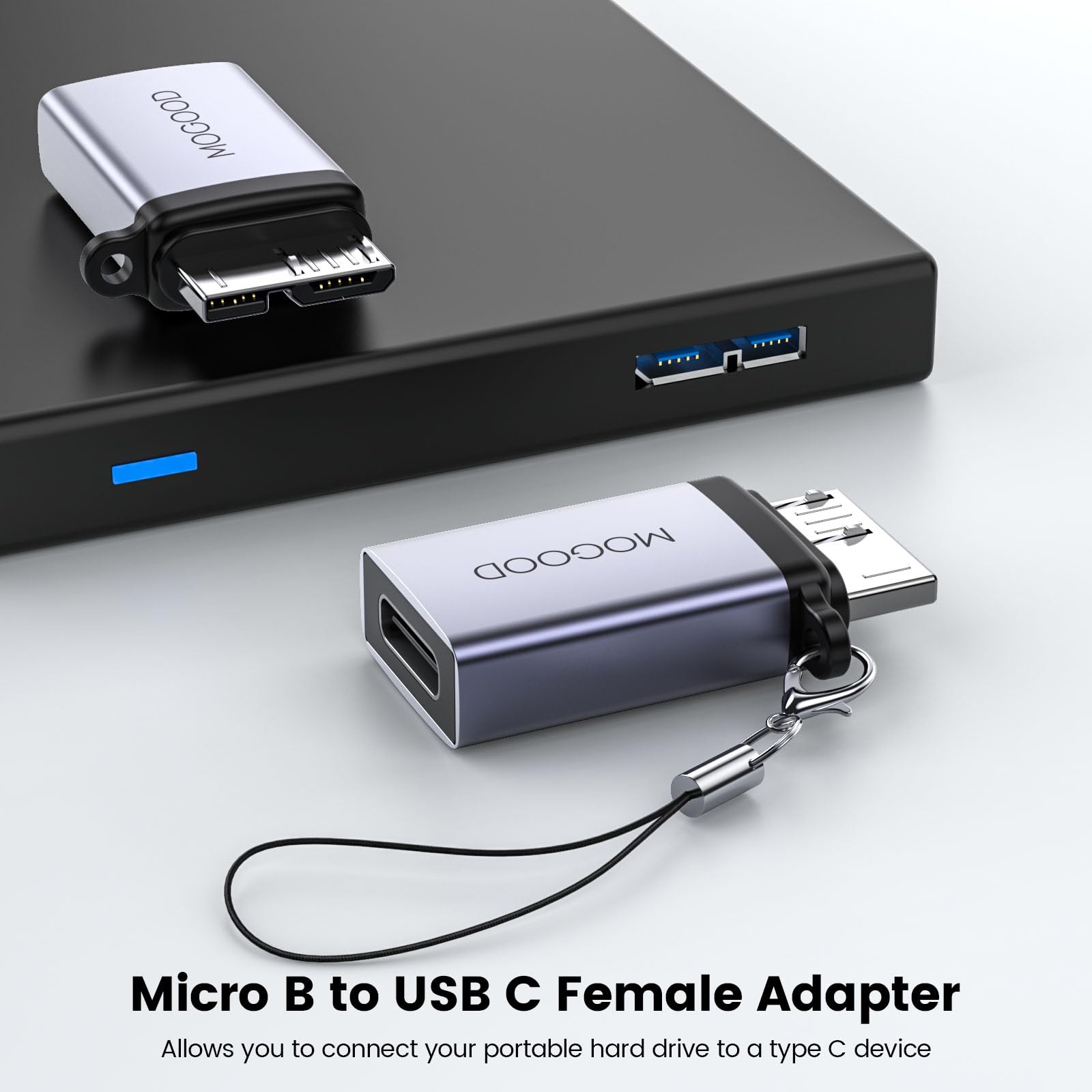 USB C to Micro B Adapter - High-Speed Data Transfer Cable - Compatible with External Hard Drives, Smartphones, Tablets, Cameras - Compact & Portable Design - Perfect for Office, Travel, and Home Backup Solutions