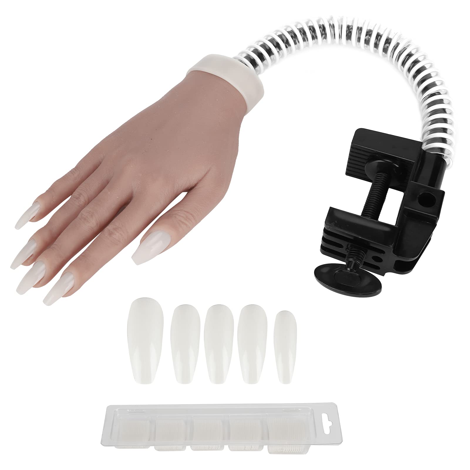 Professional Silicone Nail Practice Hand with Stable Stand - Perfect for Nail Art Training, Manicure Practice & Salon Demonstration (02) - Ideal for Nail Technicians, Students & Home Practice