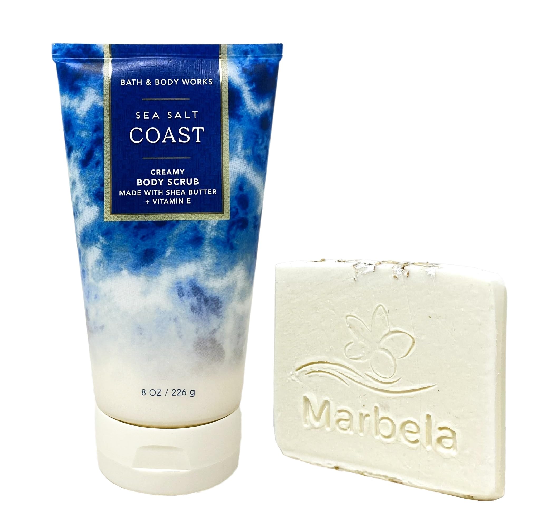 Bath & Body Works Sea Salt Coast Exfoliating Body Scrub with Natural Oats Soap Sample - Full Size 8oz | Moisturizing & Detoxifying for Soft Smooth Skin | Perfect for Spa Day, Self Care & Gift Giving