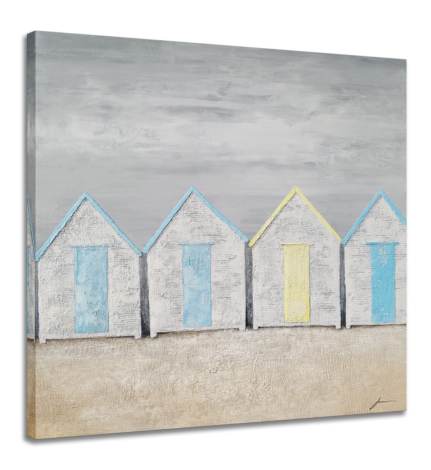 MYBEAUTYWALLA Coastal Cottage Canvas Wall Art - Hand Painted Beach Paintings - Abstract Ocean Pictures for Living Room, Bedroom & Bathroom Decor - Perfect for Beach House, Vacation Home or Coastal Themed Interior Design