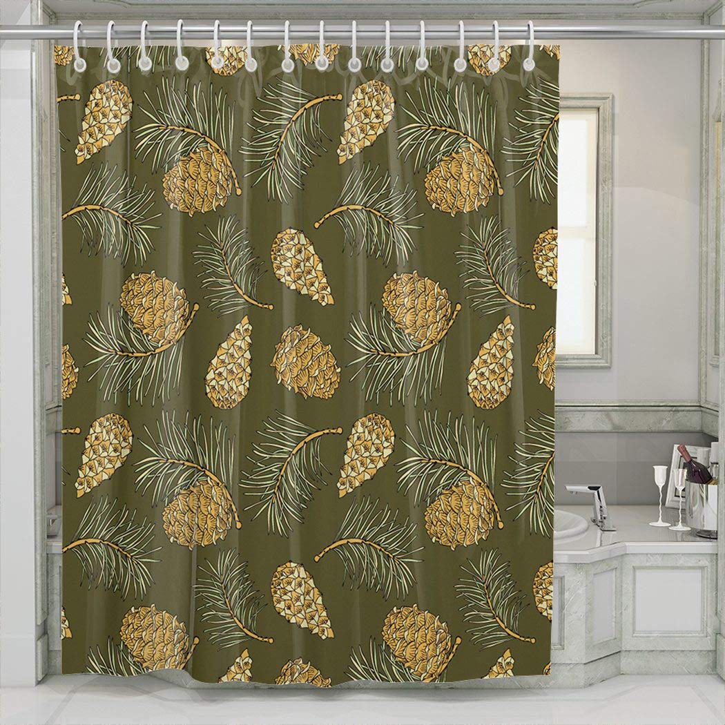 KELEMO Pine Cones Shower Curtain - Waterproof Bathroom Decor 72x84 Inches Extra Long - Perfect for Farmhouse, Rustic & Nature-Themed Bathrooms