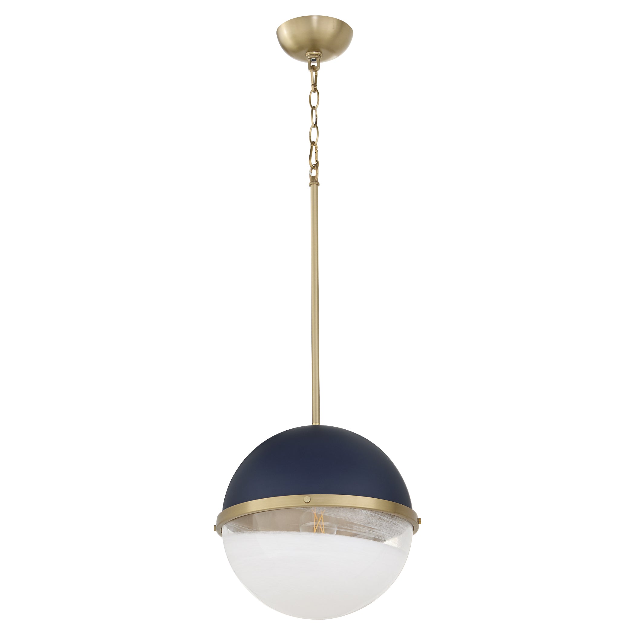 Vintage Blue Glass Pendant Light with Aged Brass Finish - Perfect for Kitchen Island, Dining Room, or Bedroom Lighting