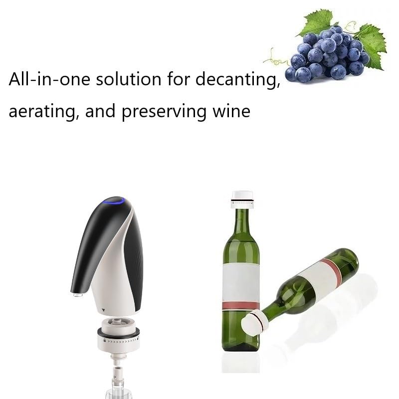 Electric Wine Decanter & Aerator - Fast Wine Pourer with LED Light, Perfect Wine Gift for Lovers & Corporate Gifts (Black/White) - Ideal for Red Wine Tasting, Dinner Parties & Holiday Gifting