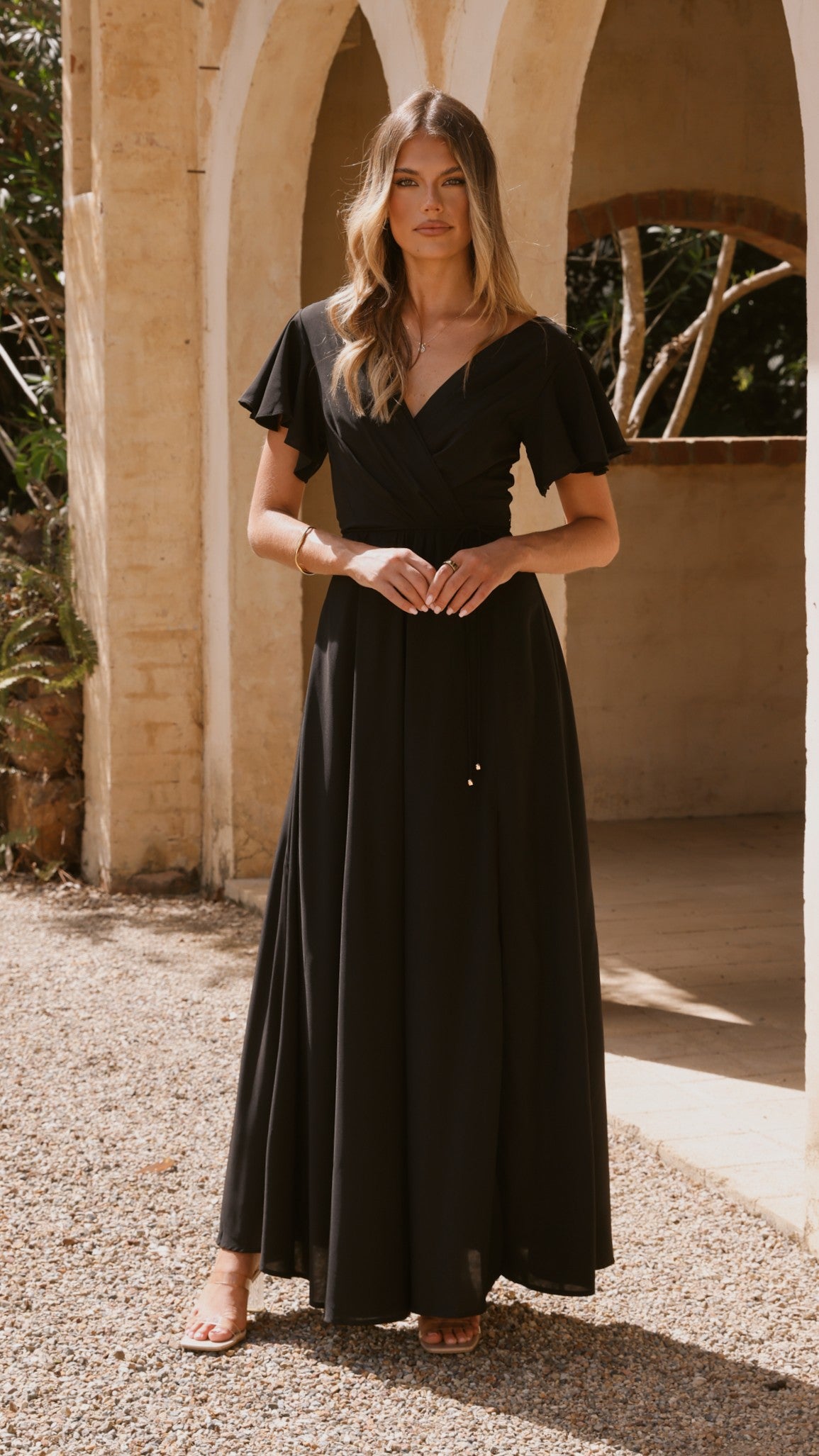 Charlize Maxi Dress for Women - Elegant Black Long Flowy Dress for Summer, Beach, Party & Evening Wear