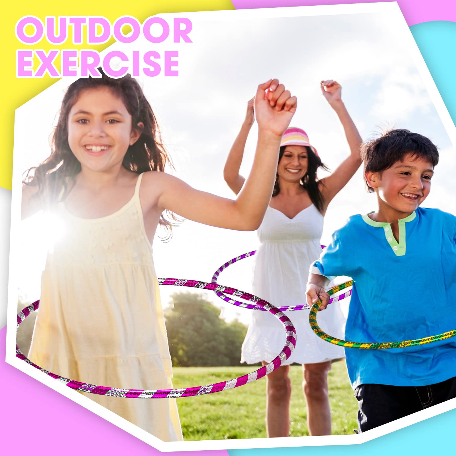 Kathfly Glitter Weighted Exercise Hoop for Kids & Adults - Fitness Hula Circle for Sports, Pilates, Workout & Weight Loss - Durable Plastic Hula Ring for Indoor/Outdoor Play & Exercise