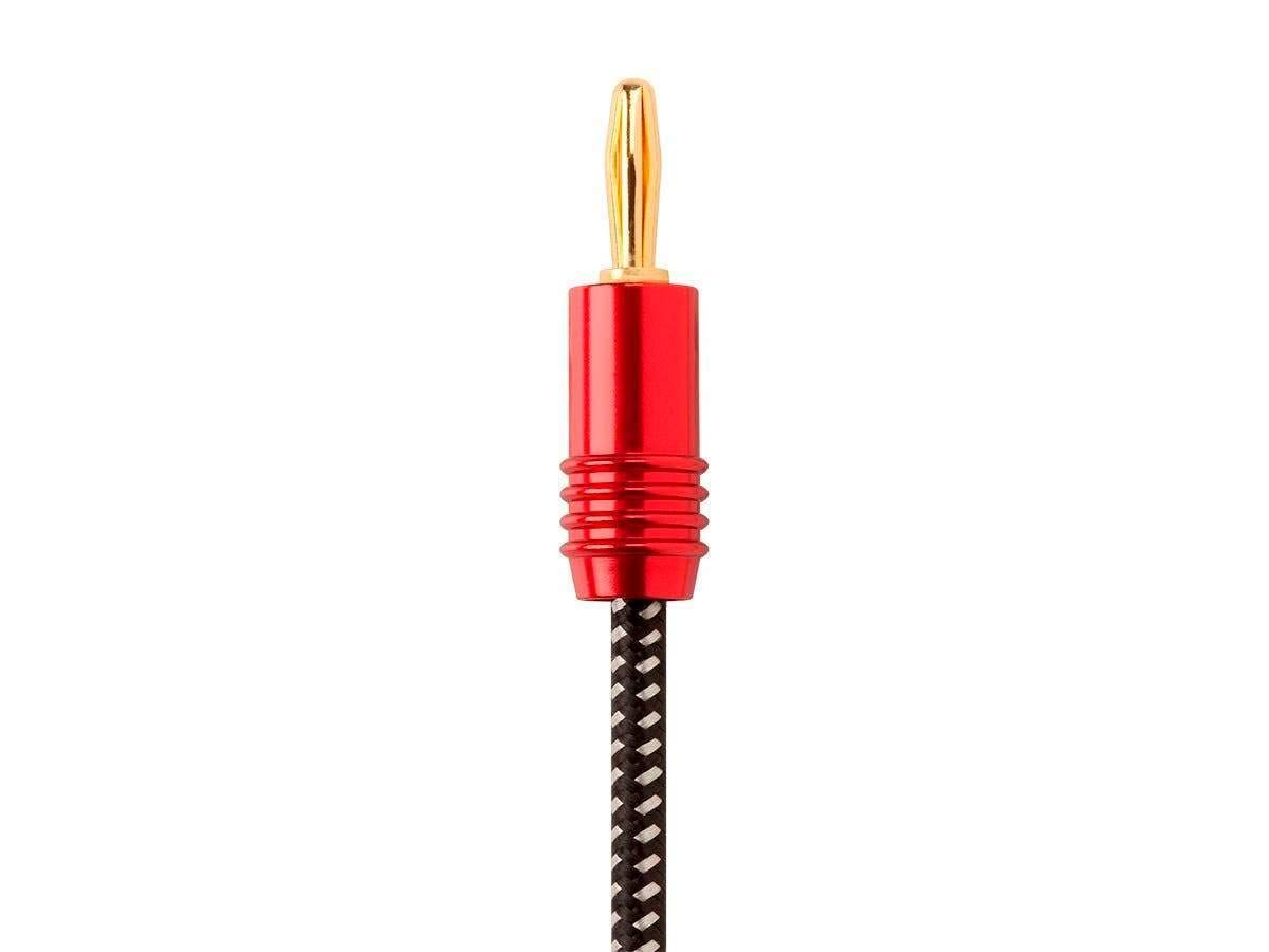 Monoprice 61463 Premium 14 AWG Braided Speaker Wire - 6ft Red/Black Oxygen-Free Copper Cable with Gold Plated Banana Plugs | High-Quality Audio Connection for Home Theater, Stereo Systems & DJ Equipment