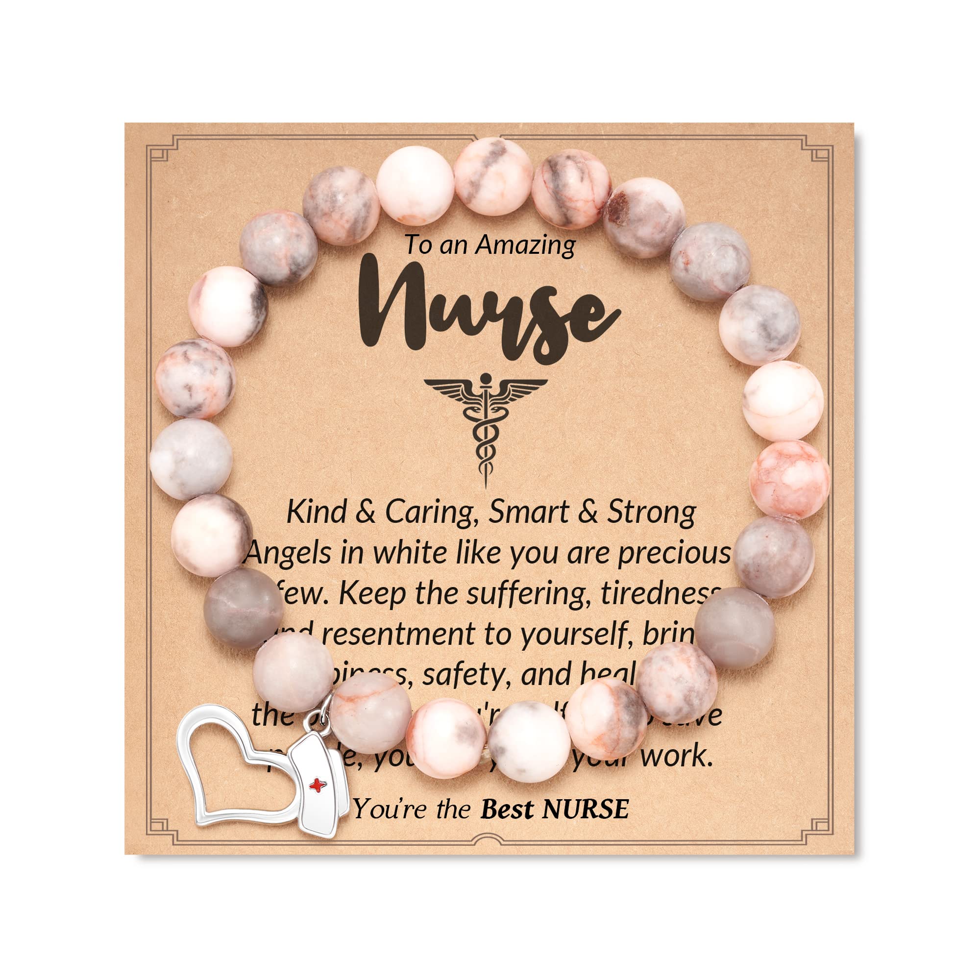 Natural Stone Nurse Bracelet for Women - Thoughtful Nursing Student & Nurse Practitioner Graduation Gift - Perfect for Appreciation, Birthday & Special Occasions