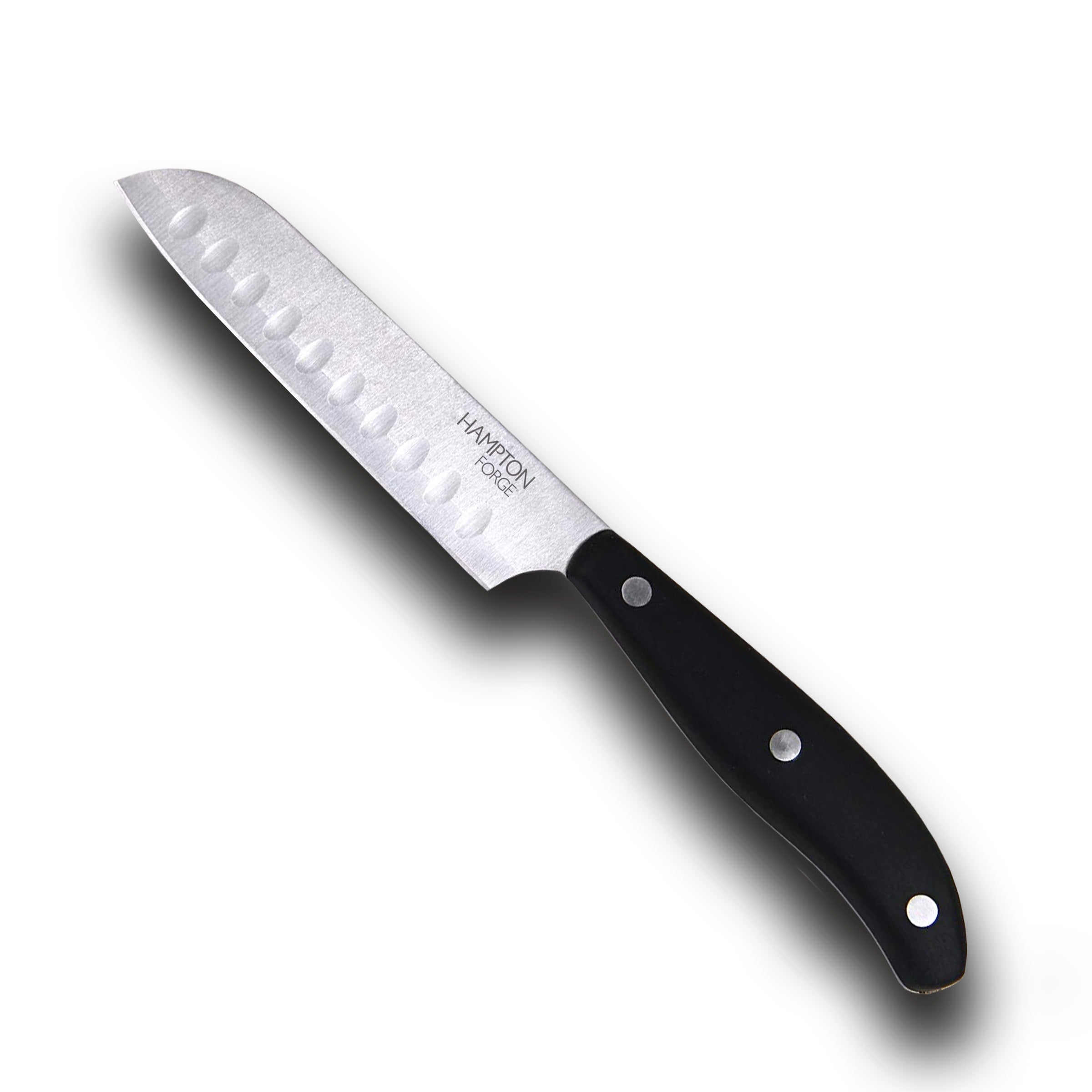 Premium Magna Black 5 Santoku Knife - 7 Inch Japanese Chef Knife with Non-Slip Handle & Frosted Blade Guard - Perfect for Slicing, Dicing & Chopping Vegetables, Meat & Fish