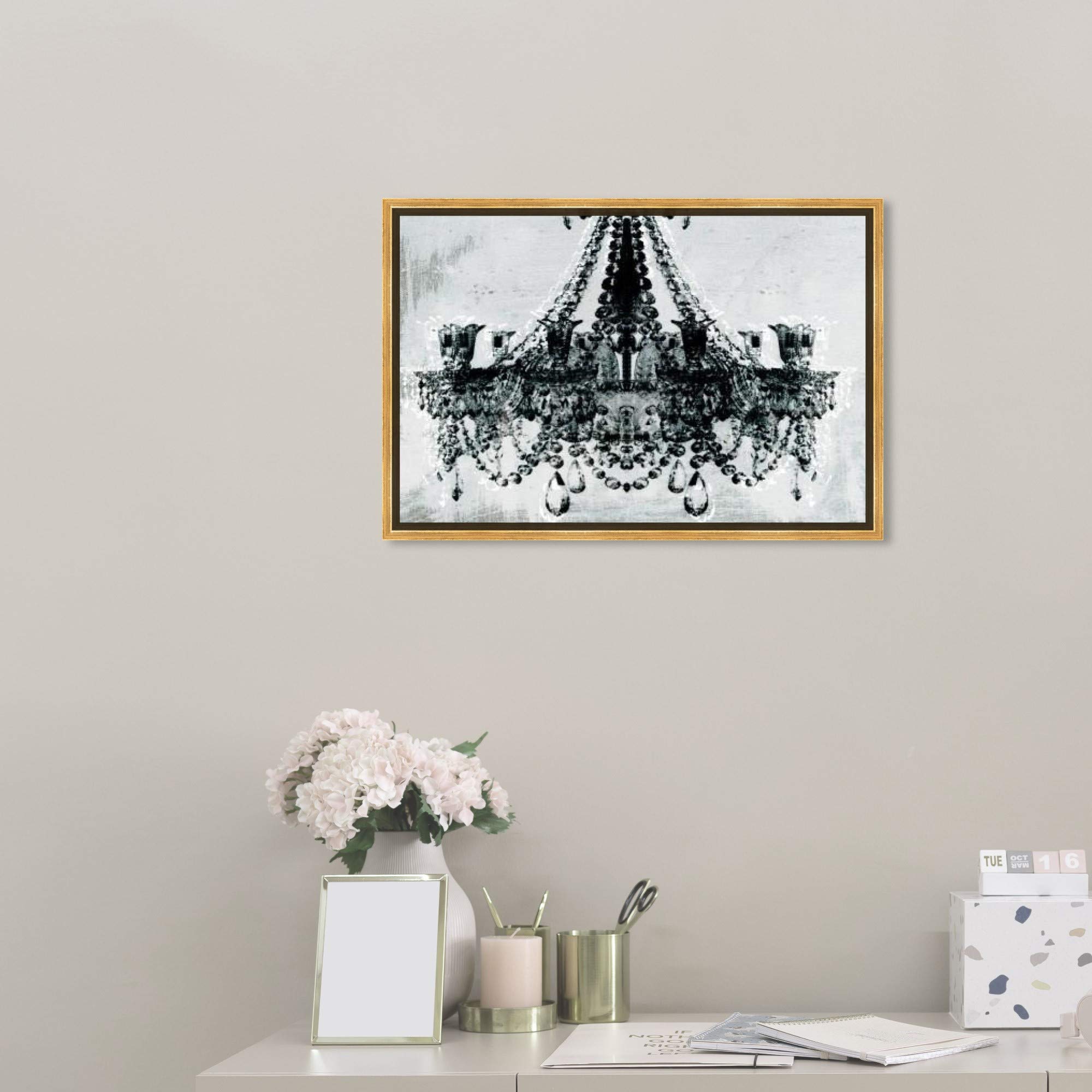 Oliver Gal Artist Co. Modern Glam Chandelier Canvas Wall Art Print - 24x16 Inches, White - Elegant Home Decor for Living Room, Bedroom & Entryway
