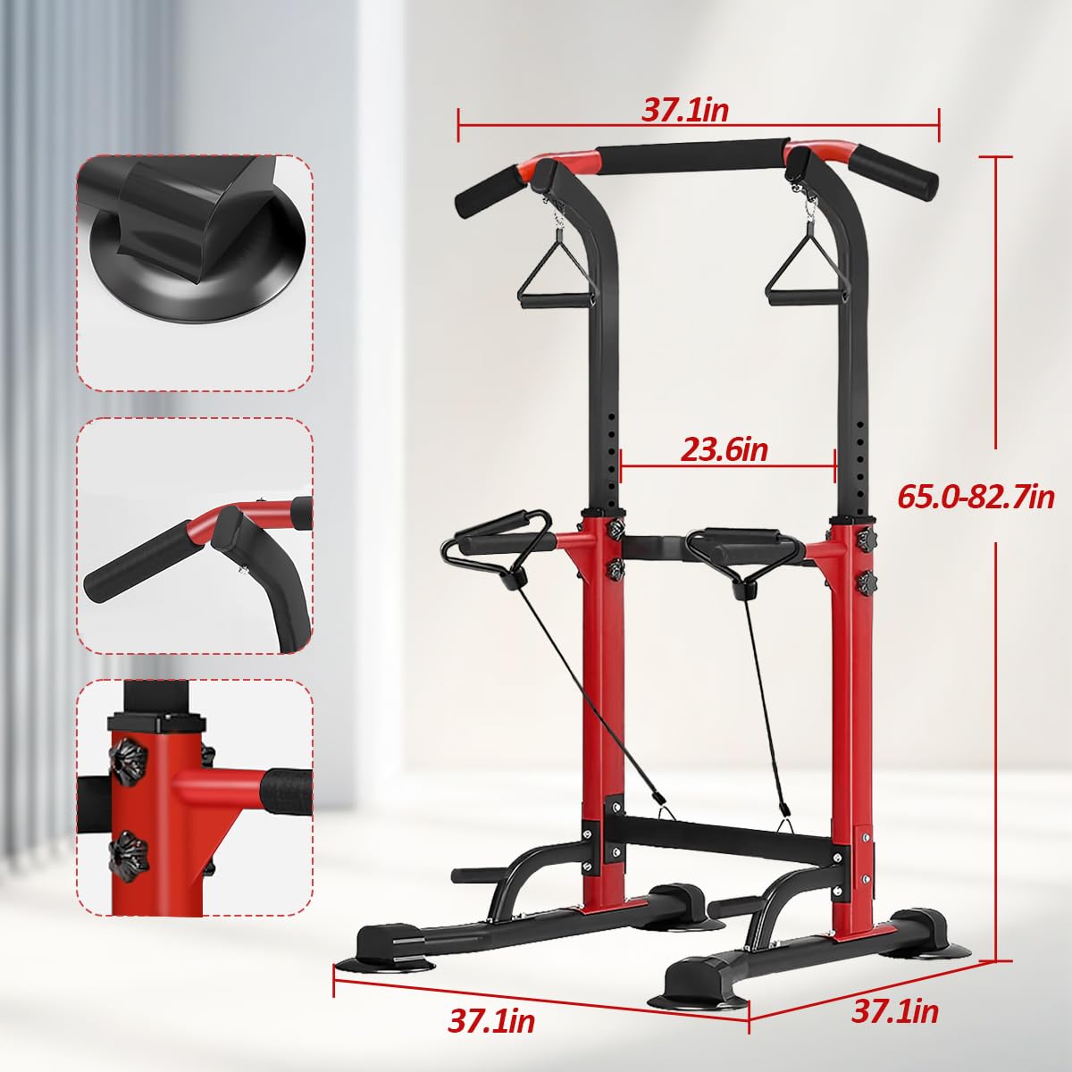 Adjustable Power Tower Pull Up Bar Dip Stand - Multifunctional Home Gym Equipment for Strength Training | Easy Assembly & Durable Design | Perfect for Home Workouts, Calisthenics & Fitness Training