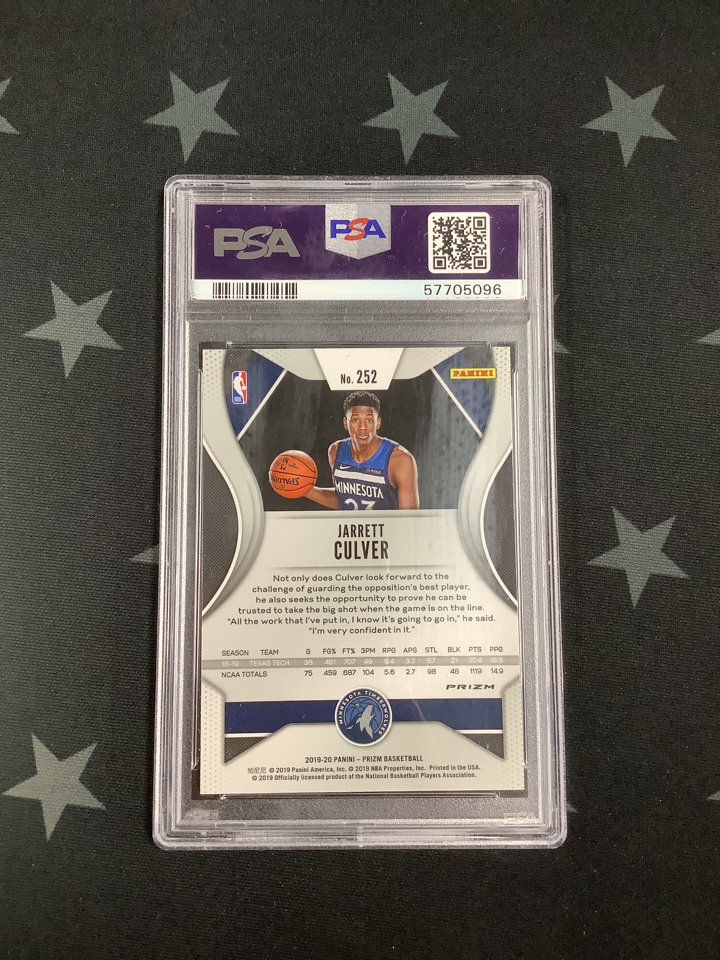 2019 Panini Prizm Dribbling Fast Break Jarrett Culver #252 PSA GEM MT 10 Basketball Card - Perfect for Collectors, Investors & NBA Fans