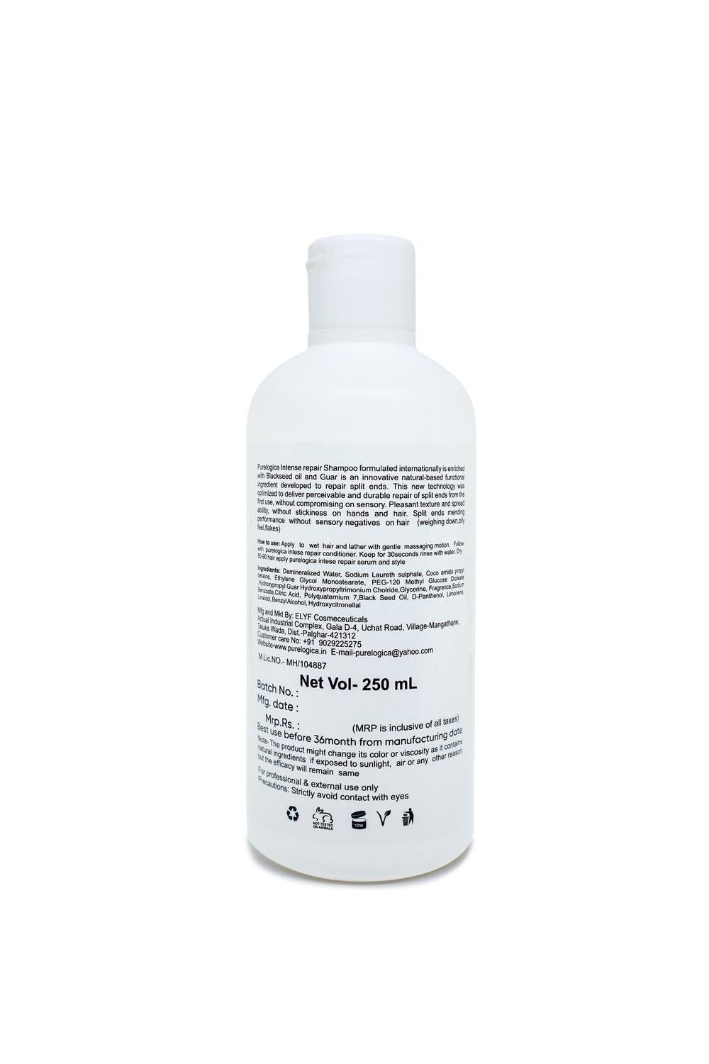 Purelogica Professional Intense Repair Shampoo with Nigella Sativa Oil - Hair & Scalp Care for Frizz-Free, Damaged Hair (Men & Women, 250ml) - Perfect for Daily Use & Color-Treated Hair