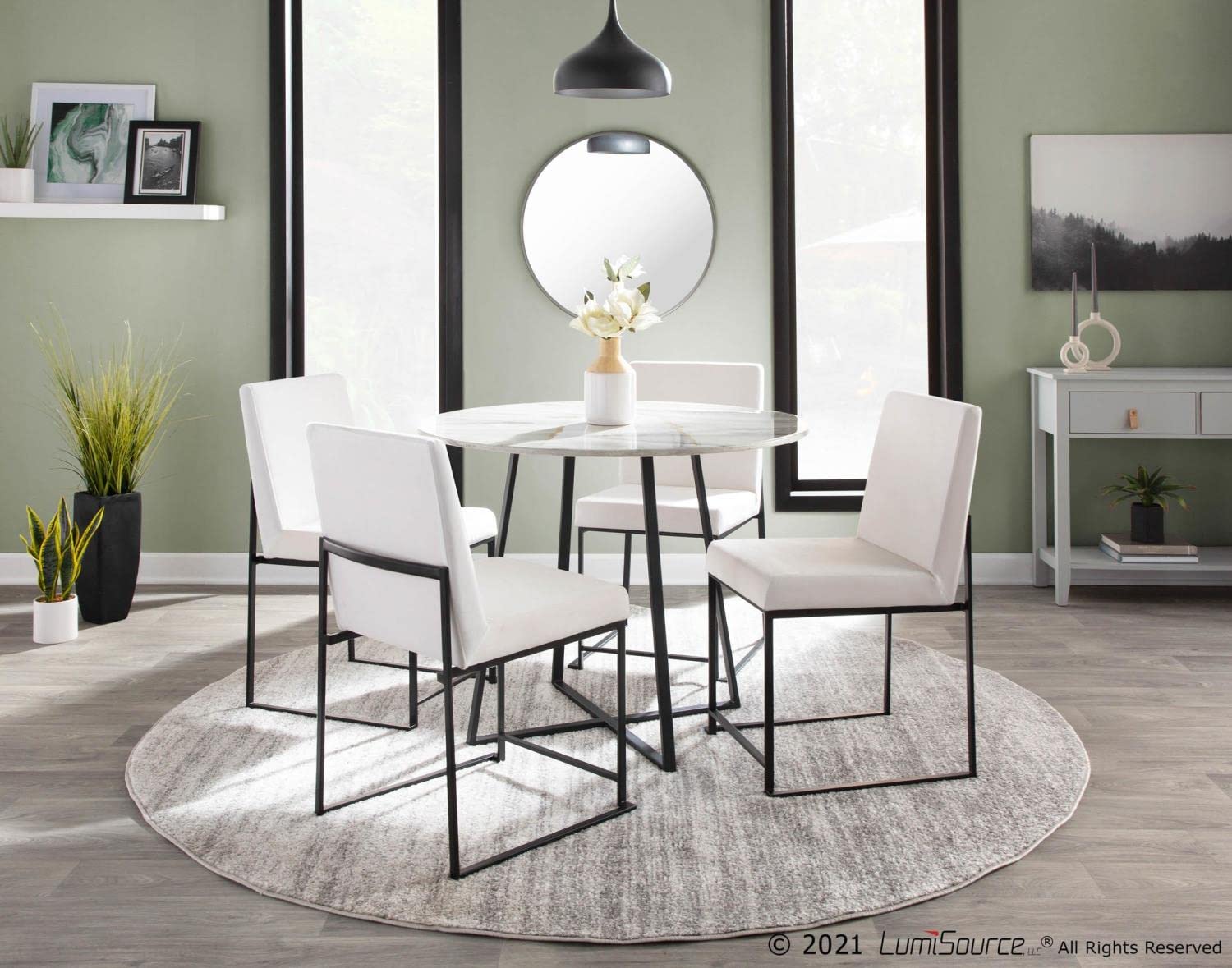 LumiSource High Back Fuji Dining Chair Set of 2 - Modern Upholstered Kitchen Chairs for Dining Table - Comfortable Contemporary Seating for Home, Restaurant & Office Use