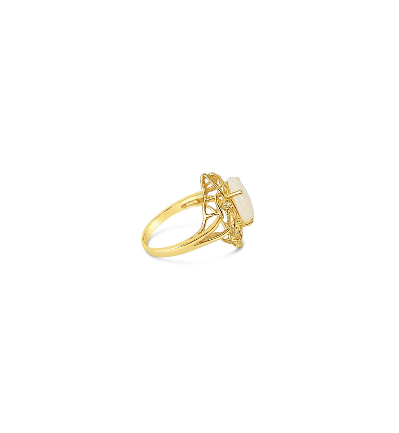 14K Yellow Gold Solitaire Opal Ring for Women - Elegant Birthstone Jewelry Gift for Anniversary, Engagement & Special Occasions
