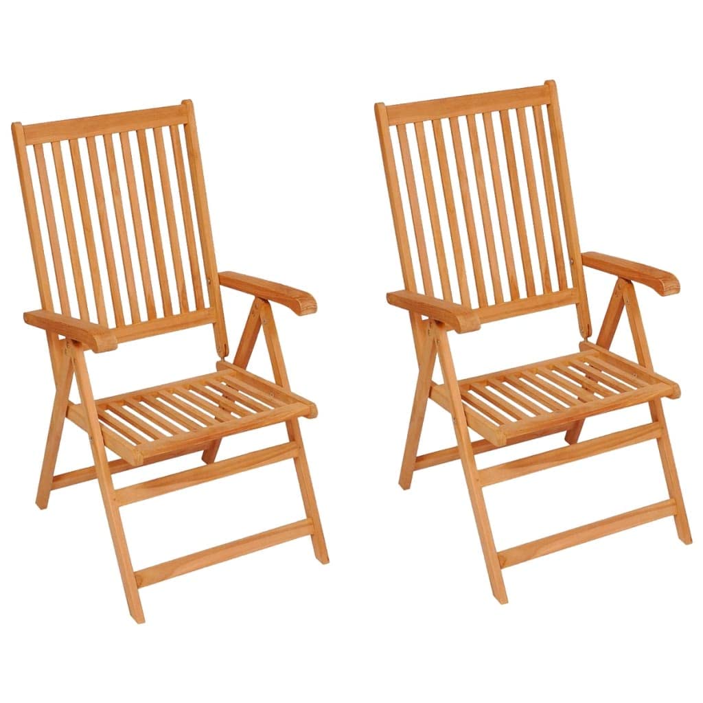 Premium Solid Teak Wood Patio Chairs Set - Adjustable Backrest with Green Cushions, Weather-Resistant & Foldable Outdoor Furniture for Garden, Poolside, and Backyard Relaxation