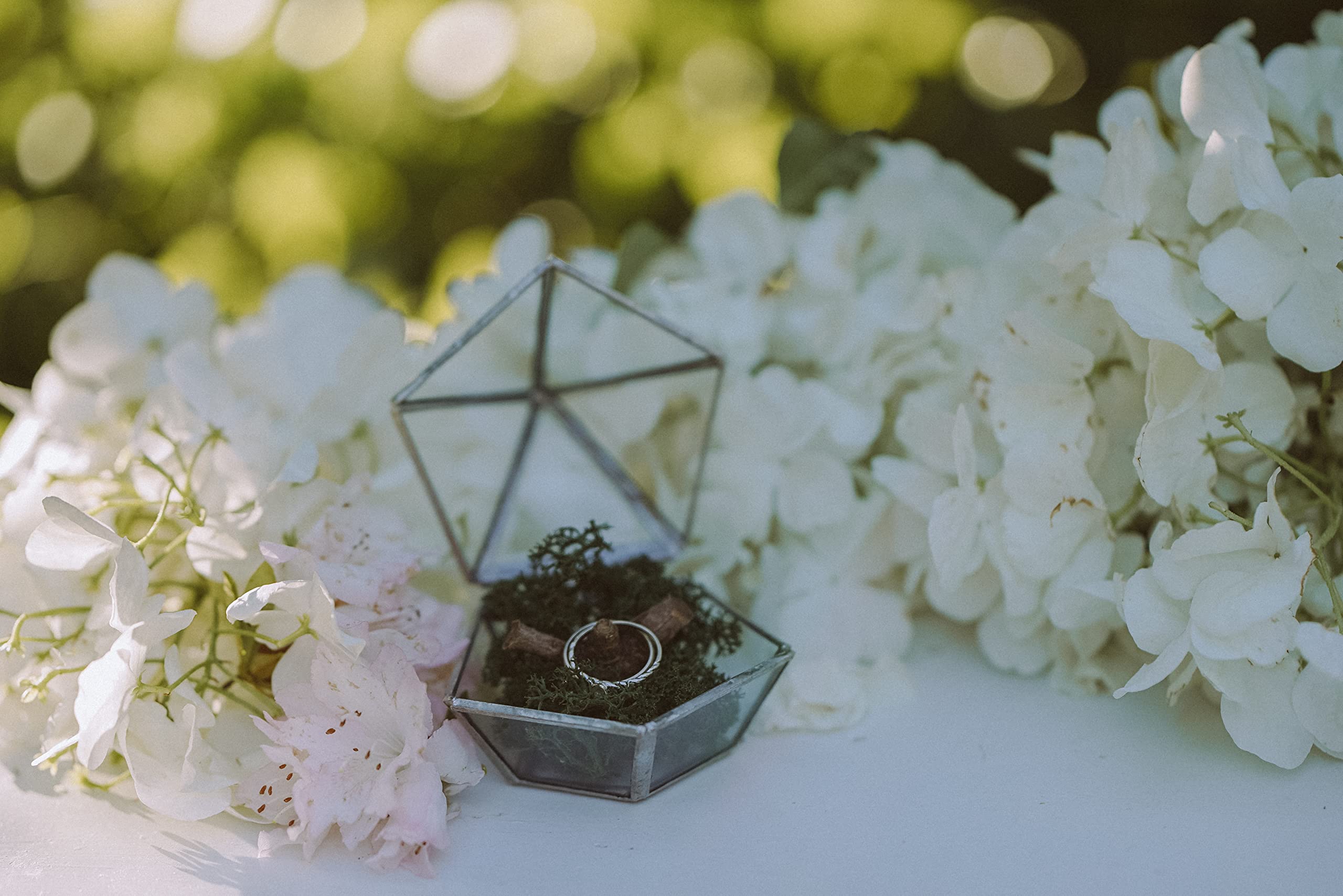 Silver Glass Wedding Ring Box - Proposal & Engagement Holder for Jewelry