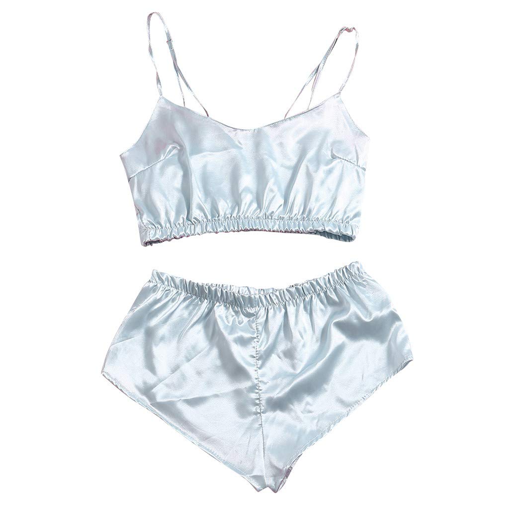 Women's Sexy Lace Trim Sleeveless Cami Top & Shorts Pajama Set - Comfortable Sleepwear & Lounge Wear for Bedtime, Romantic Nights, and Vacation