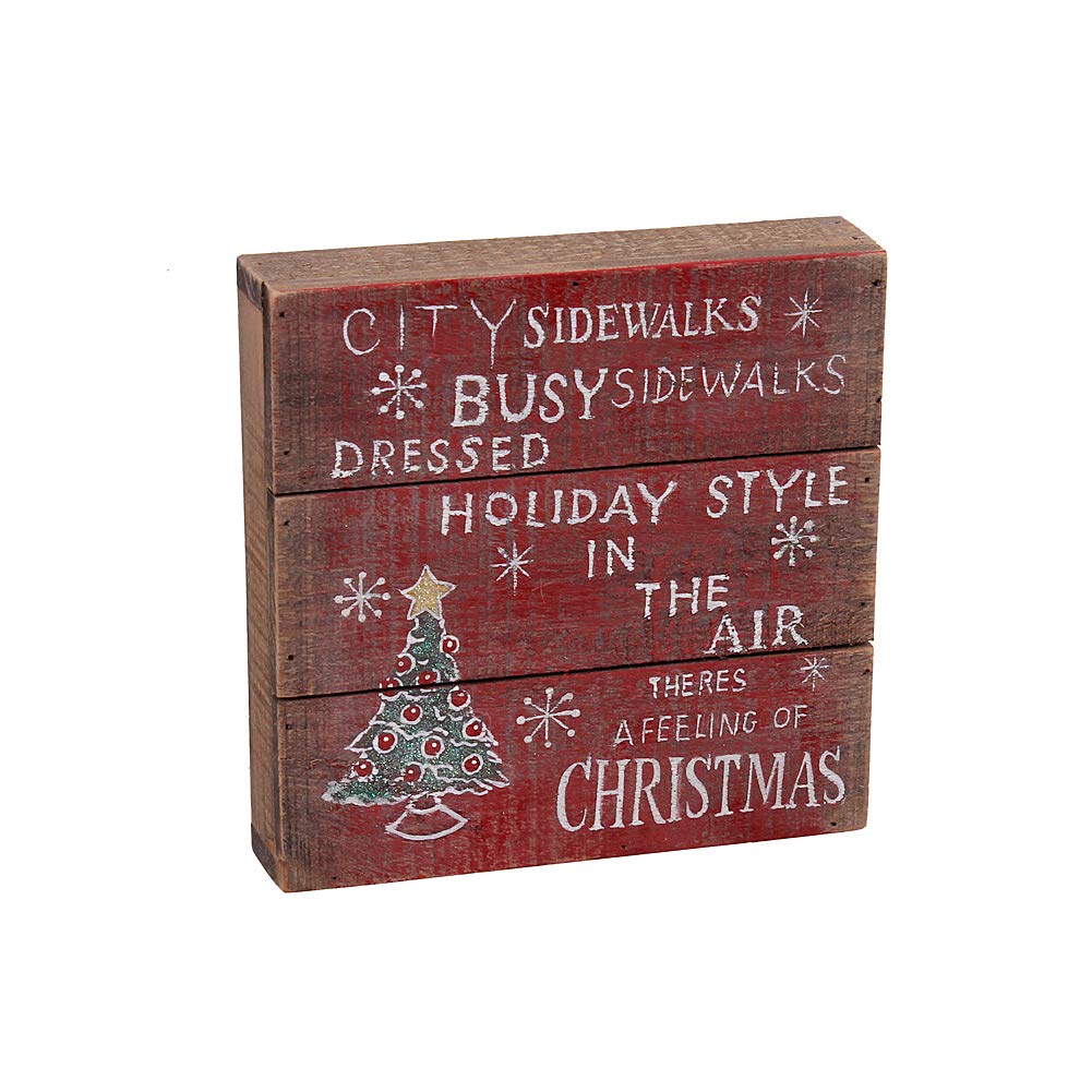 8” x 8” Wooden Wall Sign - City Side Walks Holiday Style - Rustic Table Sign & Decorative Wall Art for Home, Cafe, Office Decor - Perfect for Christmas, Living Room, Wedding & Farmhouse Decorations