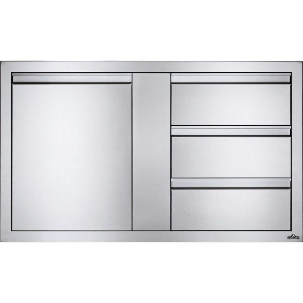 Napoleon BI 4224 1D3DR 42 x 24 Inch Large Single Door & Triple Drawer Combo Storage Cabinet for Garage, Workshop, or Office Organization