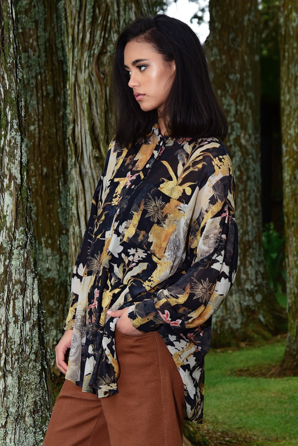 Floral Long Sleeve Button Up Shirt for Women - Elegant Blouse with Button Through Design - Perfect for Office, Date Night & Spring Outfits