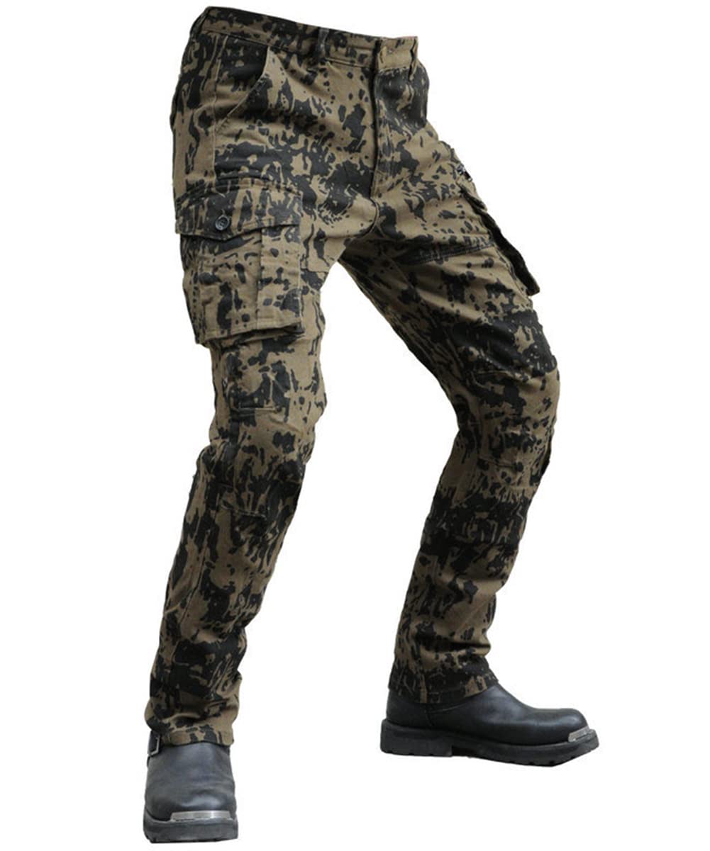Men's Motorcycle Riding Pants - Ripstop Cargo Trousers with Multi-Pockets for Outdoor Biking & Racing | Durable Biker Jeans for Adventure & Commuting