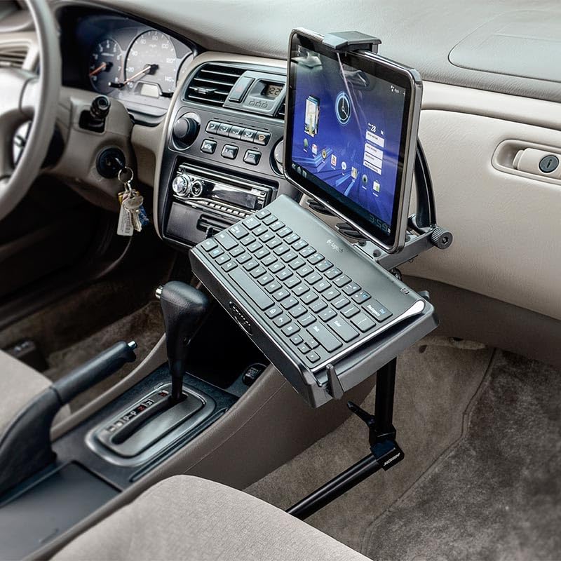 ARKON Heavy Duty Tablet and Keyboard Tray Car Mount - Universal Tablet Holder for iPad, Samsung Galaxy Tabs | Professional Grade Aluminum Construction | Quick Installation | Perfect for Uber/Lyft Drivers, Food Delivery & Road Trips