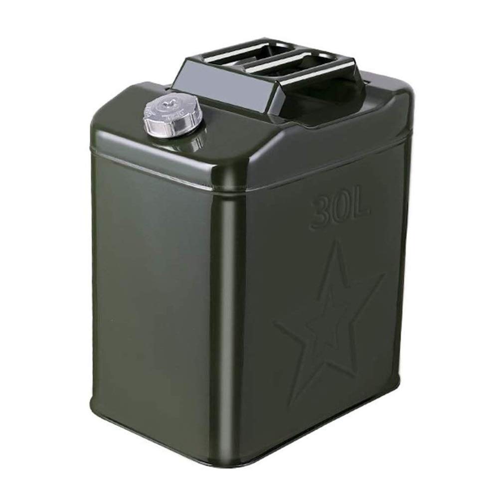 Premium Stainless Steel Gas Can - 30L Portable Metal Fuel Canister for Petrol & Diesel - Thickened & Durable Green Backup Fuel Tank - Ideal for Camping, Emergency Storage & Outdoor Adventures