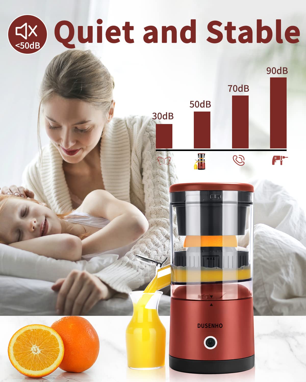 Rechargeable Citrus Juicer - USB Portable Juicer for Orange, Lemon & Grapefruit with Cleaning Brush | Perfect for Travel, Camping & Healthy Home Juicing