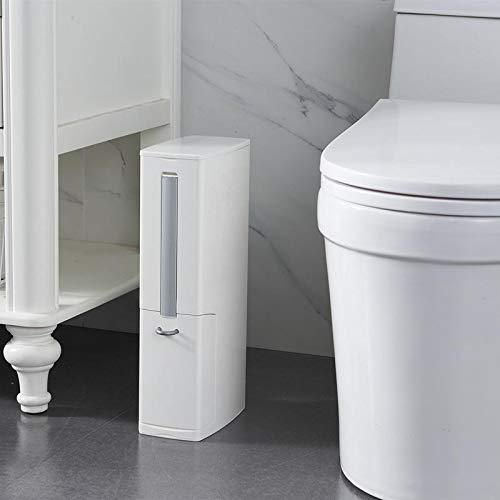 AOOF 3-in-1 Multifunctional Bathroom Trash Can with Toilet Brush & Garbage Bag Holder - White Waste Bin for Kitchen, Home, Office | Space-Saving Solution for Small Bathrooms & Compact Spaces