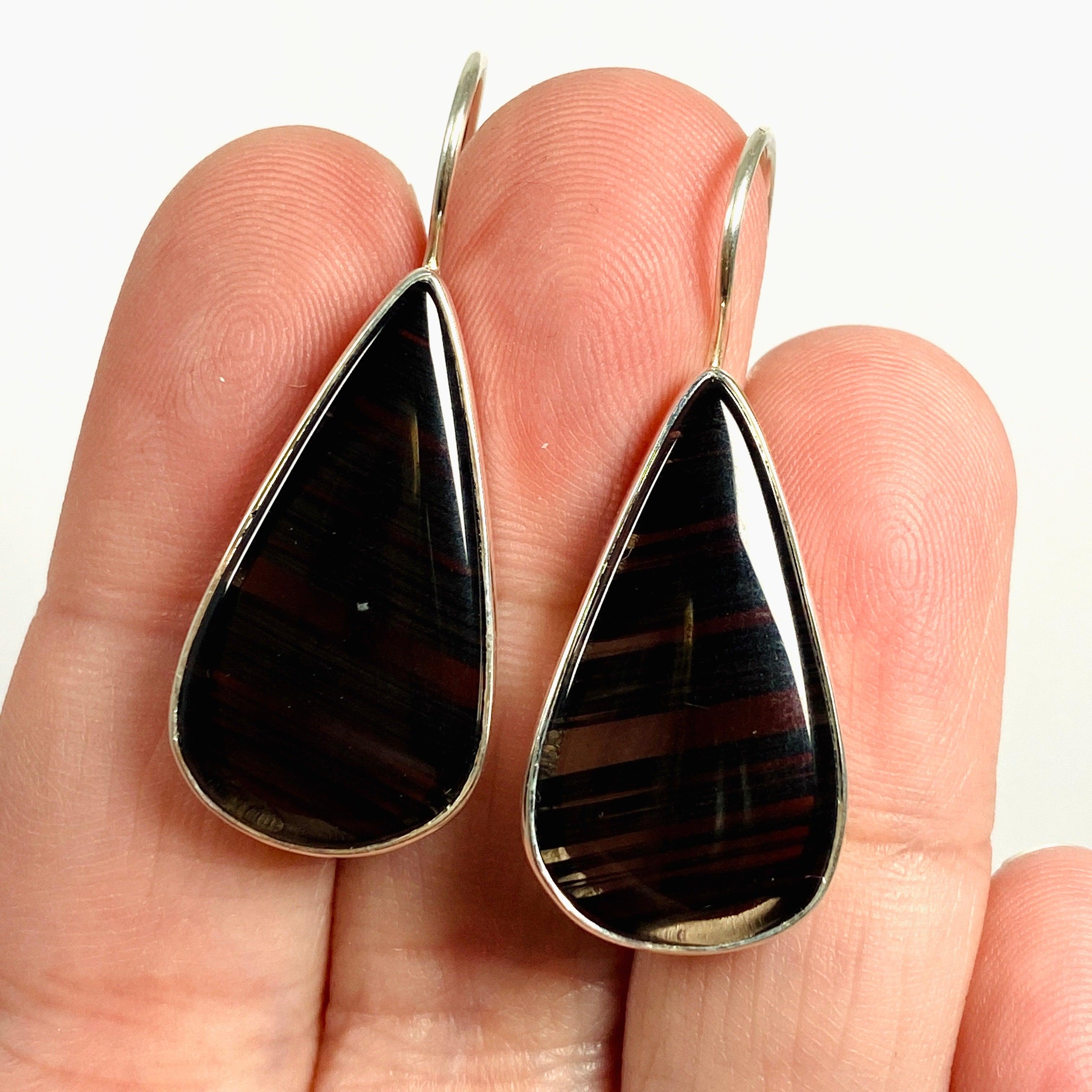 Midnight Obsidian Teardrop Earrings with Fixed Hook - Elegant Black Gemstone Jewelry for Women - Perfect for Evening Parties, Weddings & Special Occasions