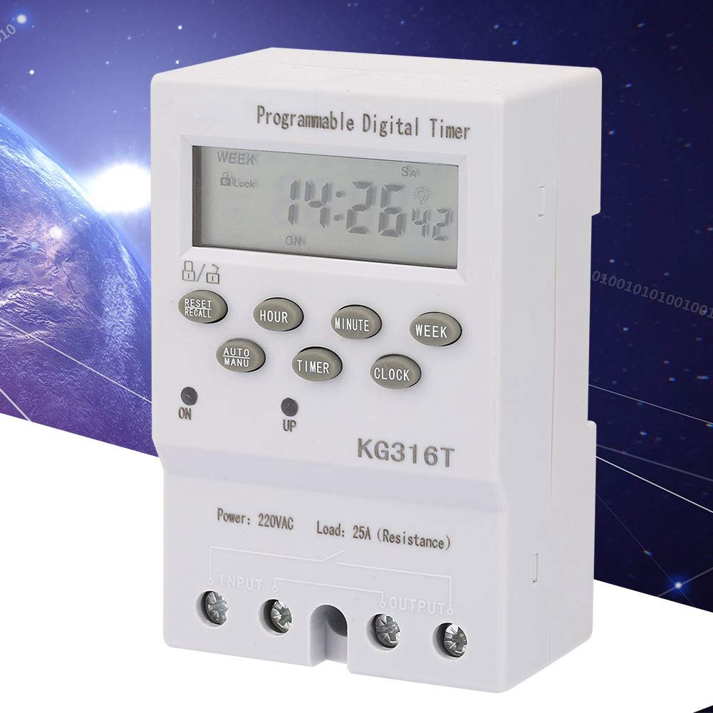 Programmable Digital Timer Switch 220V - KG316T Microcomputer Control for Precise Timing, Indoor Automatic Wall Light Switch for Bathroom Fans, Lights & Motors | Perfect for Home Automation & Energy Saving