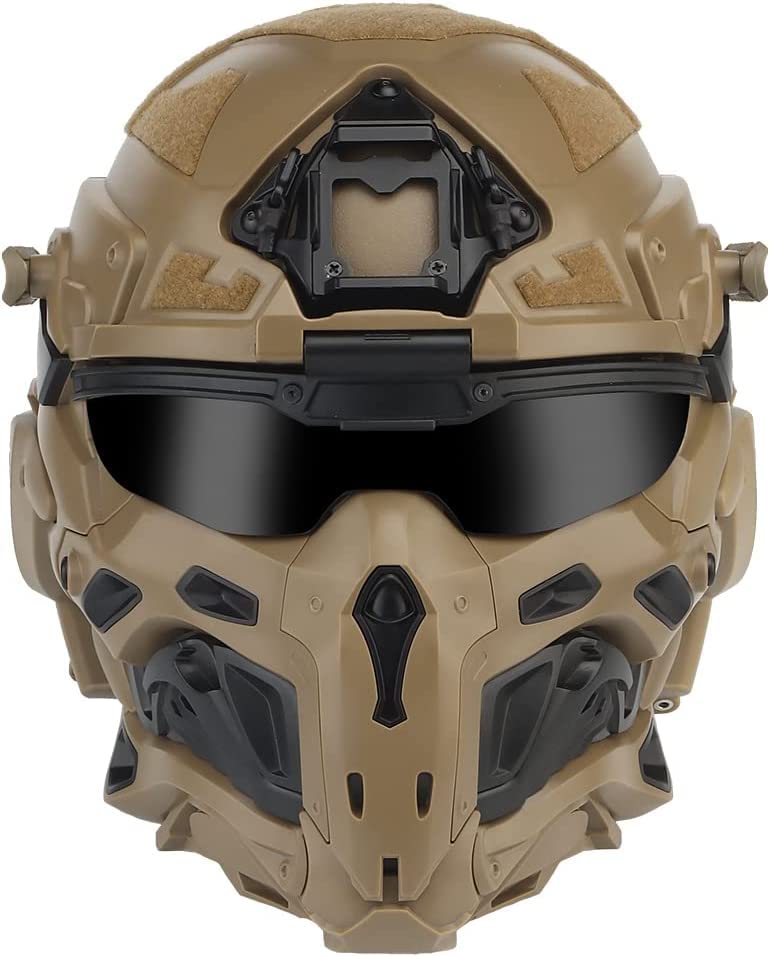 Tactical Airsoft Helmet with Built-in Detachable Headset, Anti-Fog Fan & Sliding Goggles - Lightweight Multi-Function Design for Airsoft, Paintball, Military Simulation & Outdoor Sports