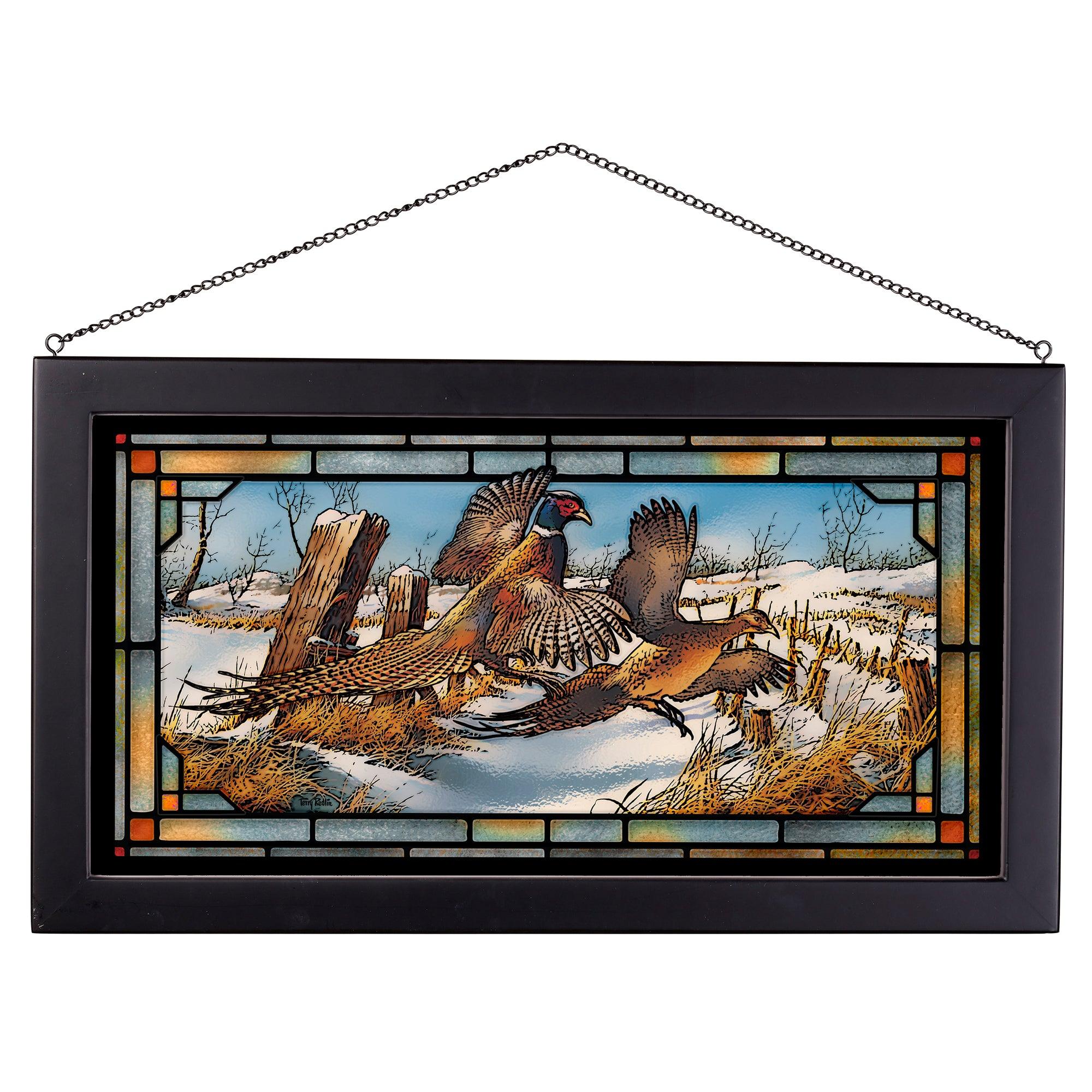 13 x 23 Stained Glass Art Panel - Handcrafted Pheasant Design for Home Decor, Window Hangings & Gifts | Perfect for Living Rooms, Bedrooms & Sunrooms