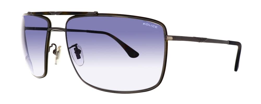 Police Origins 11 Sunglasses (SPL-965 0508) - Dark Ruthenium Frame with Black & Blue Grey Gradient Lenses - UV Protection for Driving, Outdoor Sports & Fashion