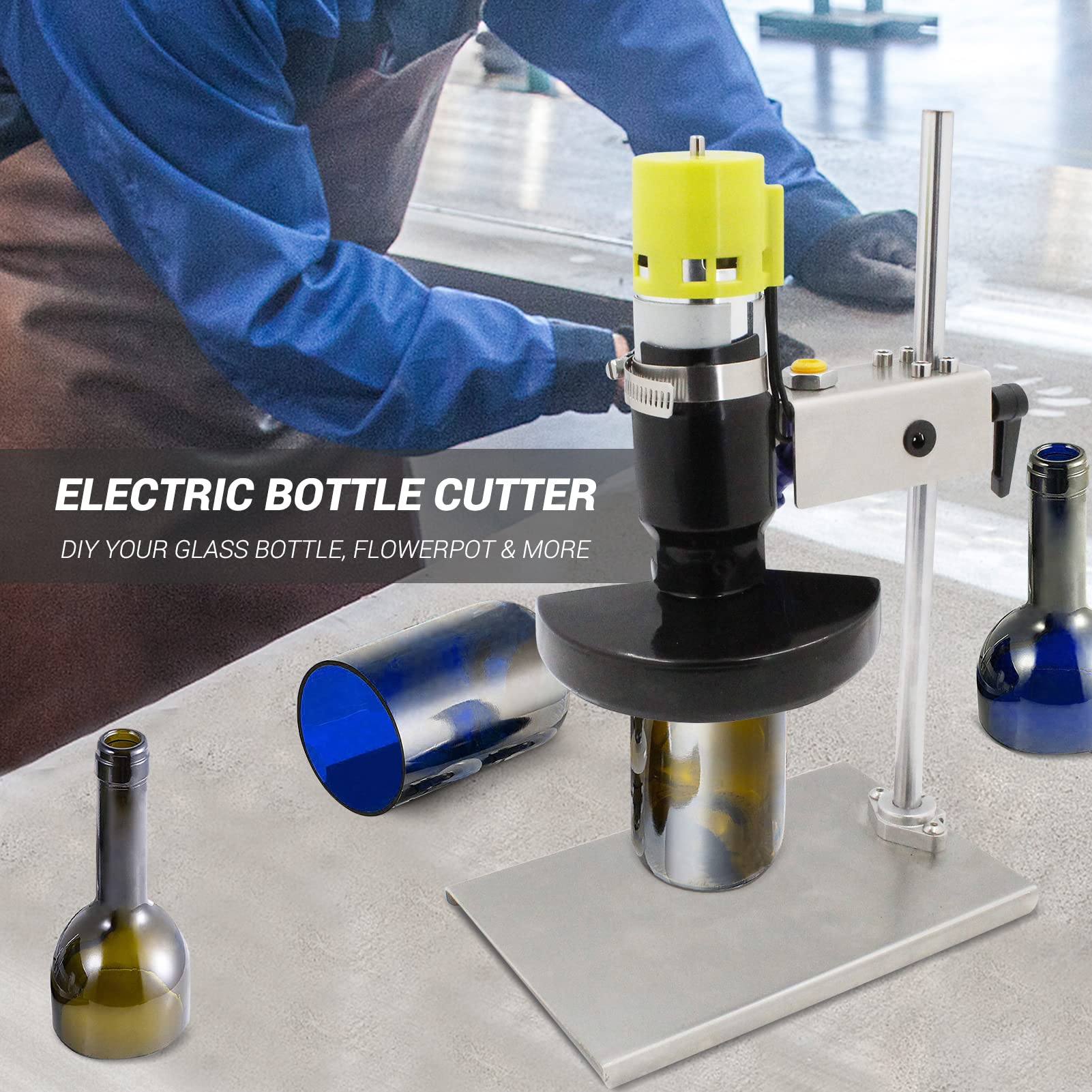 Electric Glass Bottle Cutter Tool - 7 Adjustable Speed DIY Cutting Machine for Crafting Flower Pots & Round/Oval Bottles | Perfect for Home Decor, Wedding Centerpieces & Upcycling Projects