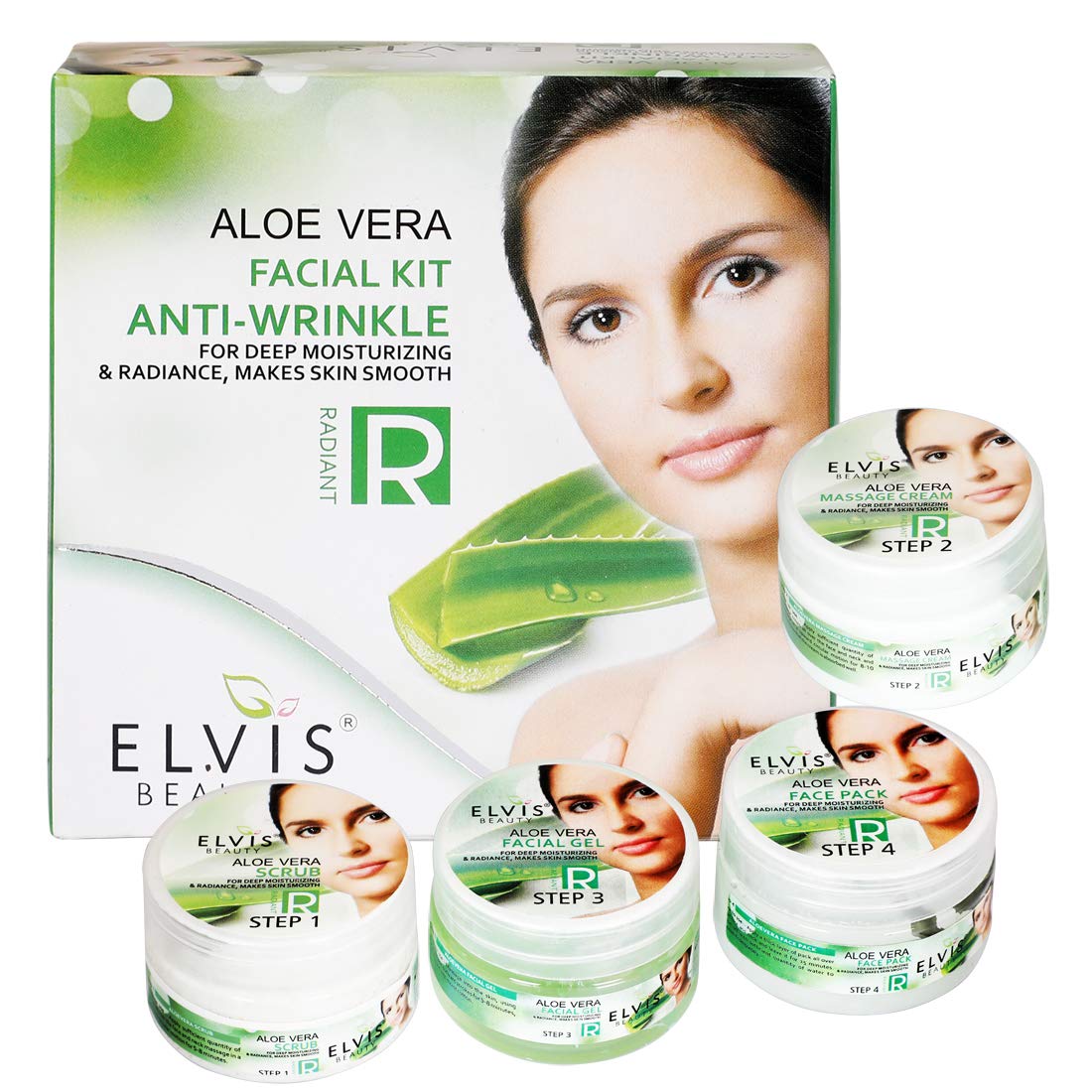 Elvis Beauty Aloe Vera Facial Kit - Anti-Wrinkle & Hydrating Skincare Set, 200g | For Glowing Skin & Fine Line Reduction | Perfect for Daily Skincare Routine & Spa Treatments
