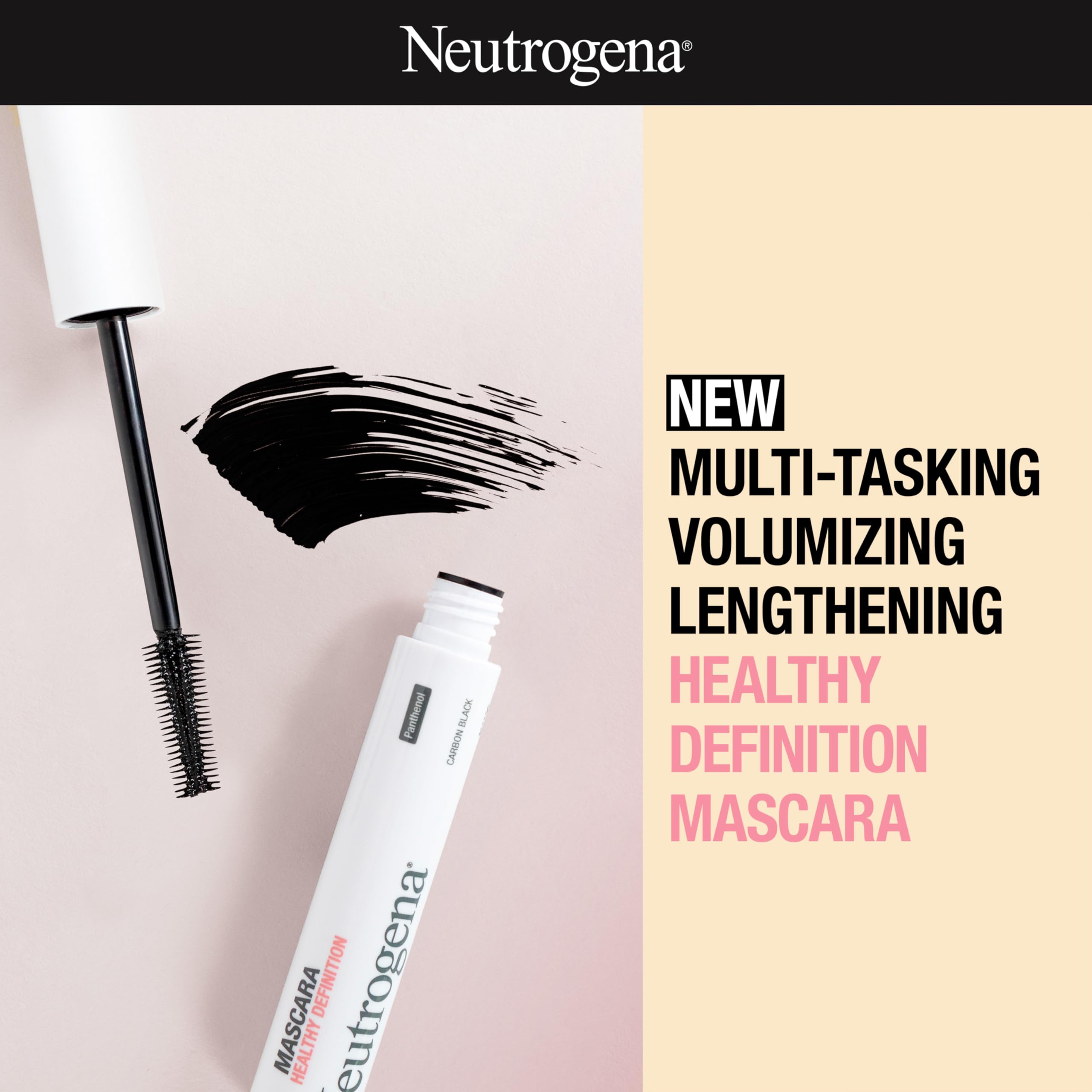 Neutrogena Healthy Definition Mascara - Carbon Black (0.27 oz) | Dual-Sided Comb & Brush for Natural Lashes | Defines, Lifts, Curls, Lengthens & Volumizes | Perfect for Everyday Wear & Special Occasions