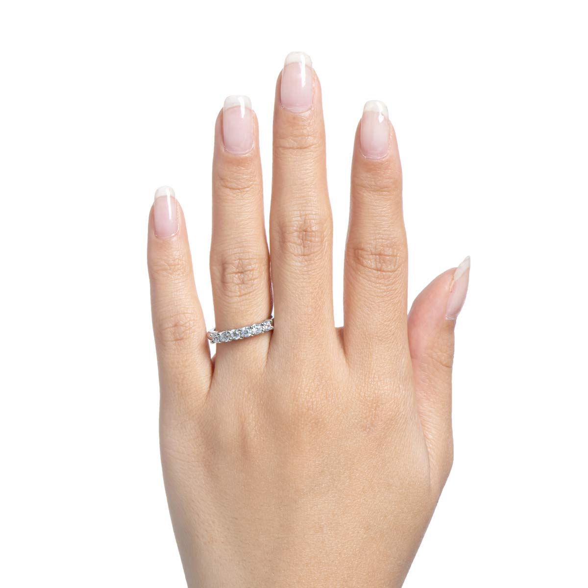 AINUOSHI Eternity Wedding Band - Platinum Plated Sterling Silver Ring with Round/Princess Cut Cubic Zirconia | Stackable Engagement Ring for Women | Perfect for Anniversaries, Proposals & Special Occasions | Includes Jewelry Gift Box
